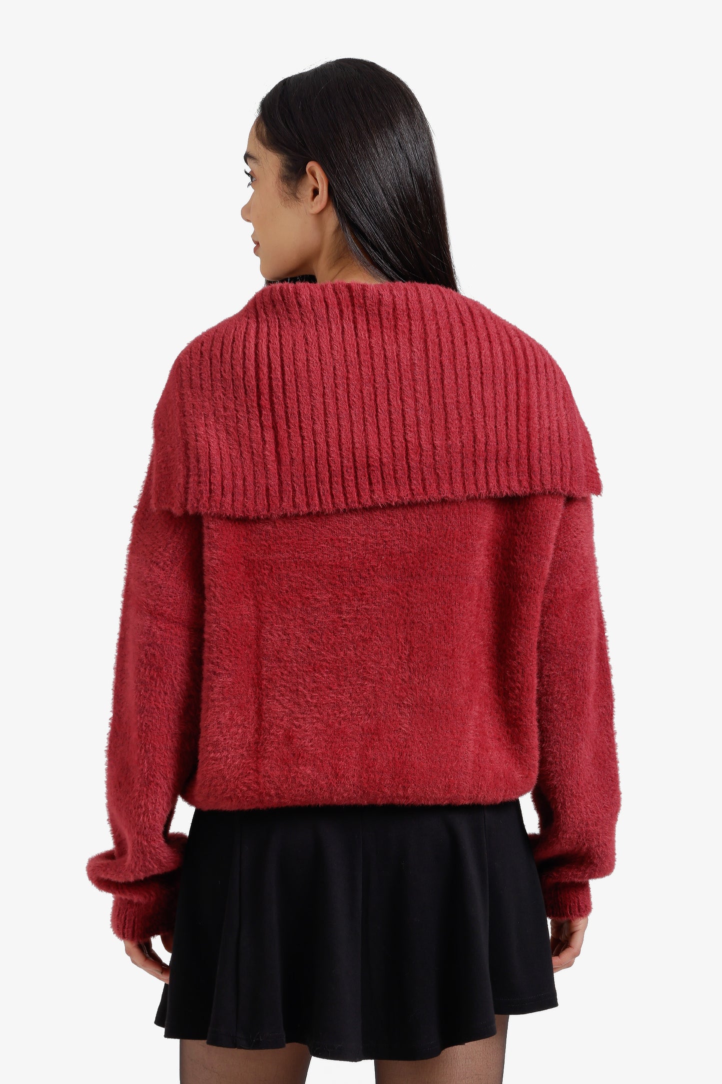 Fold-Over Collar Cardigan