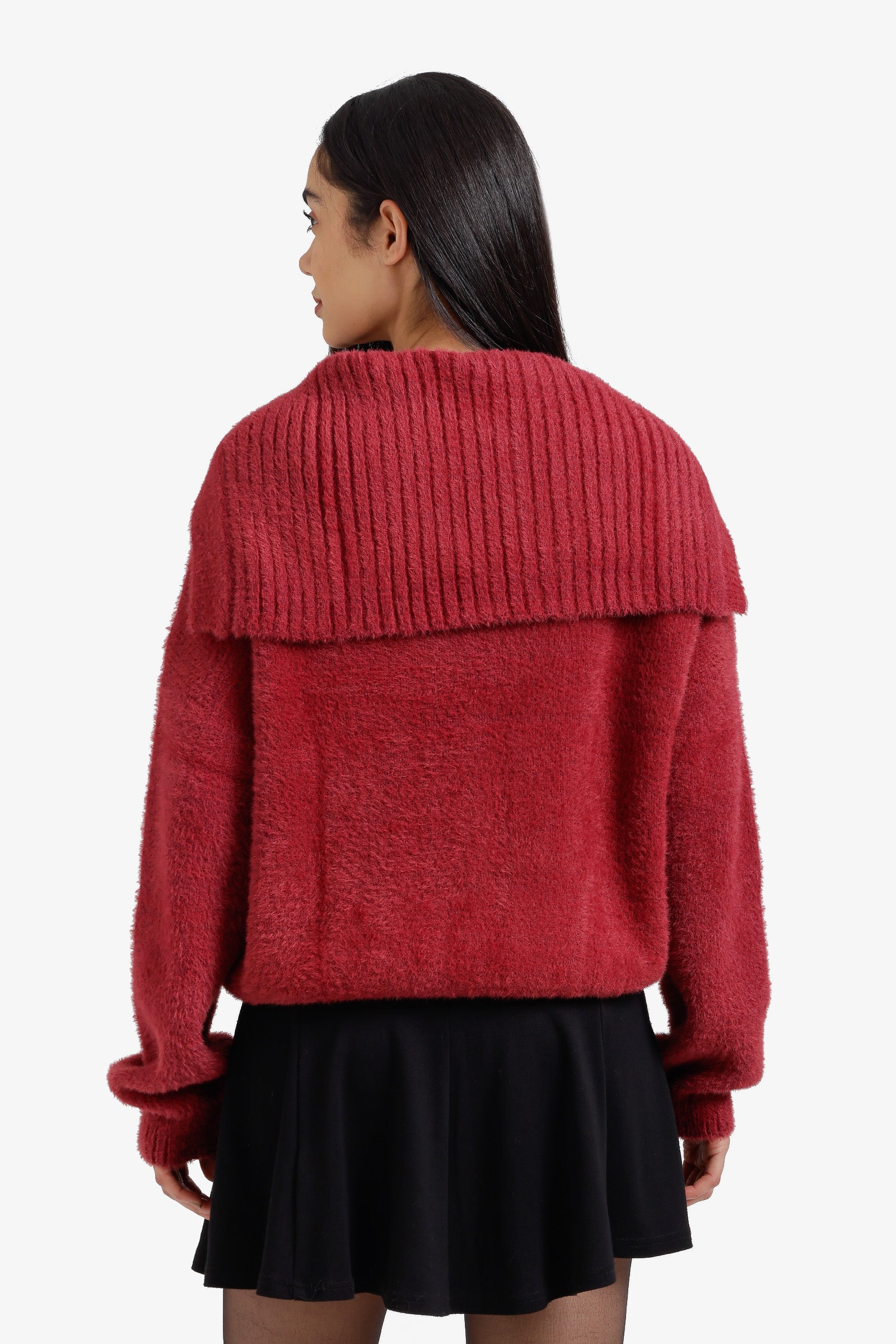 Fold-Over Collar Cardigan