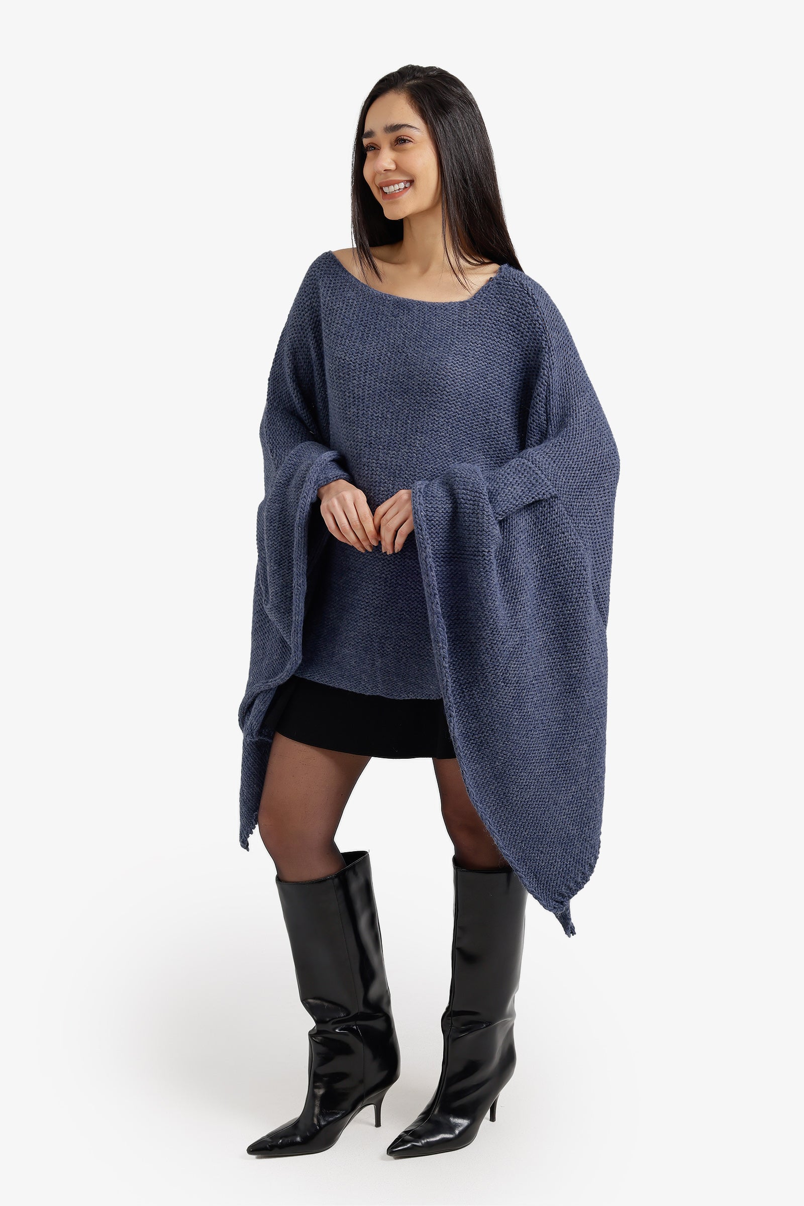 Asymmetric Sleeve Poncho