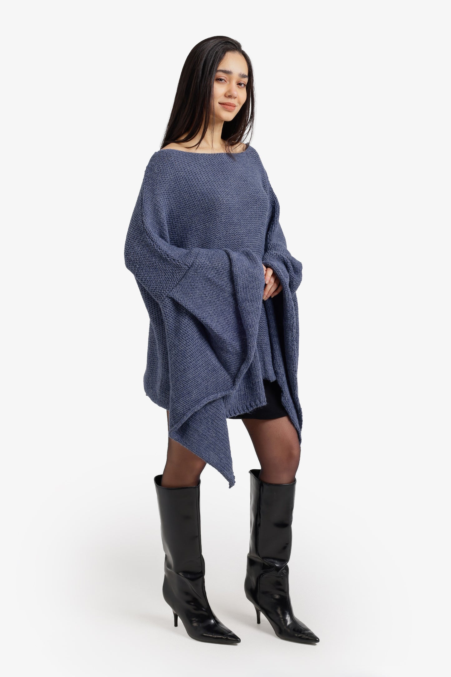 Asymmetric Sleeve Poncho
