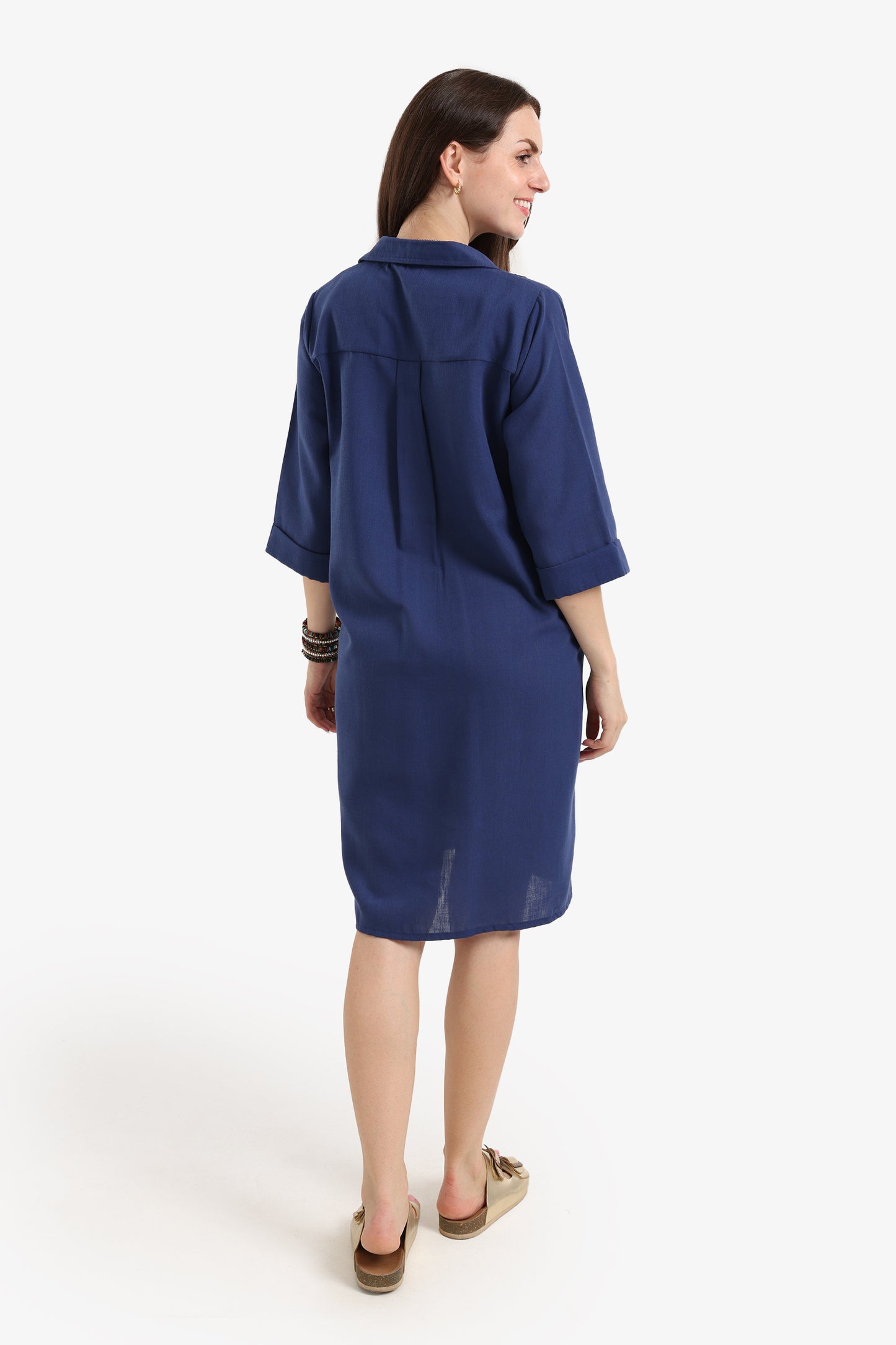 Tencel Collared V-Neck Dress