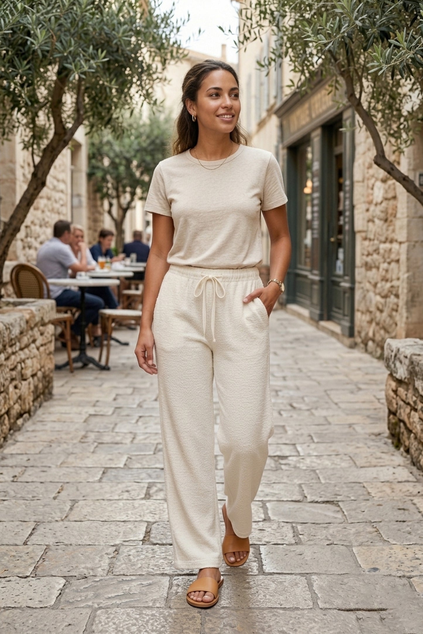 Crinkled Textured Pattern Pants