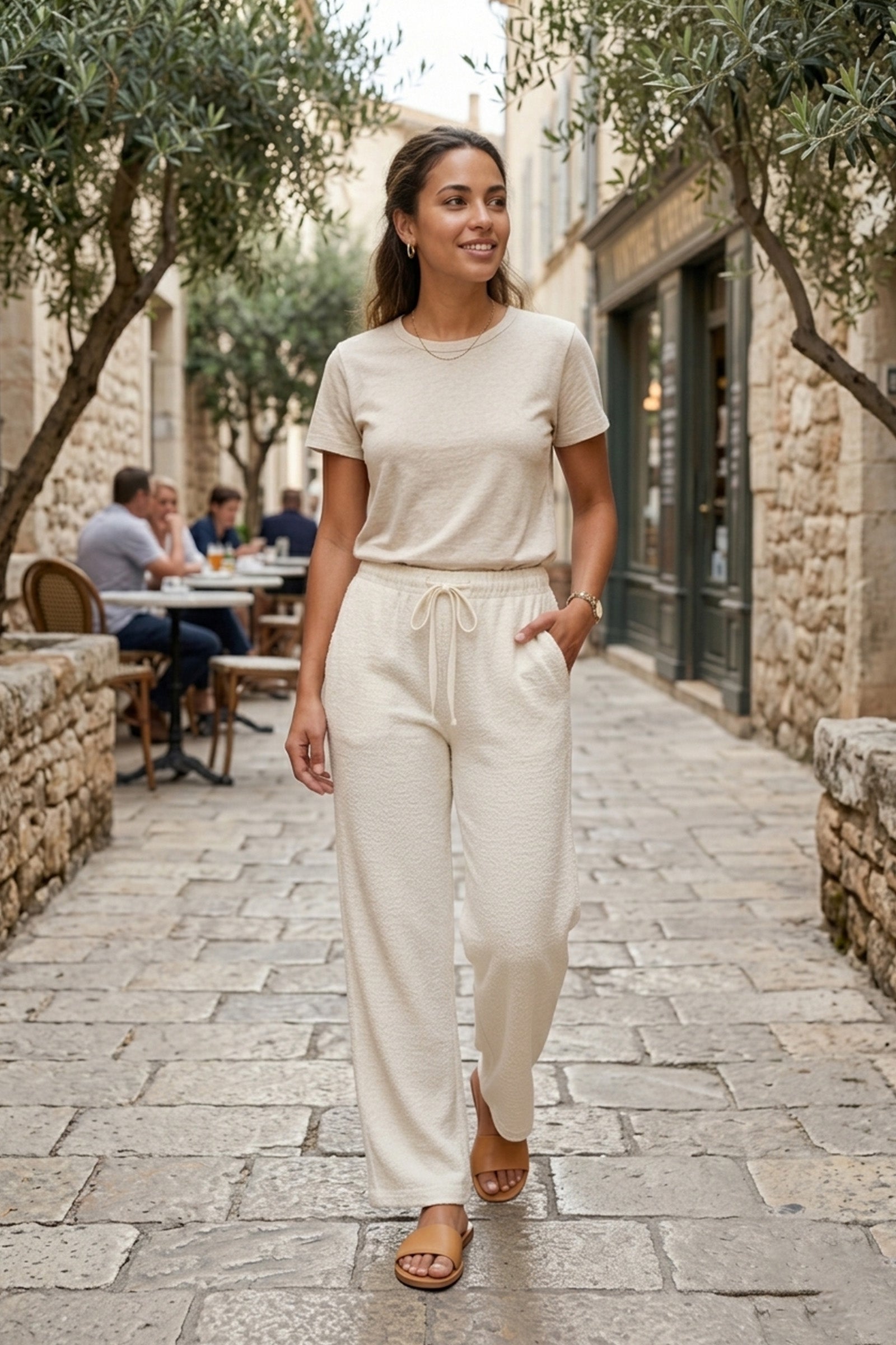 Crinkled Textured Pattern Pants