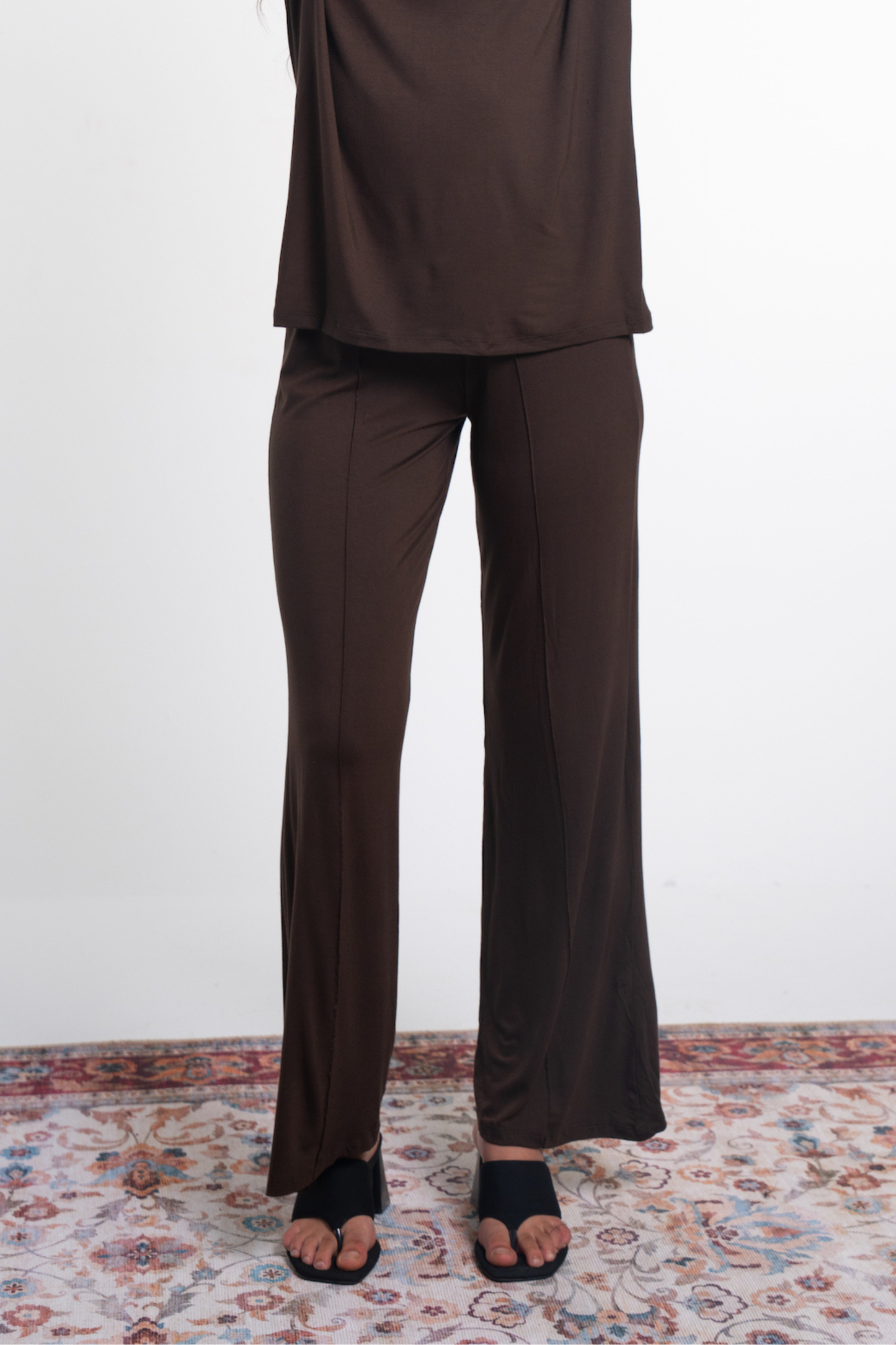 Wide Leg Viscose Front Seam Pants
