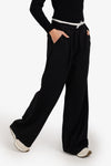 Contrast Double-Waistband Pants