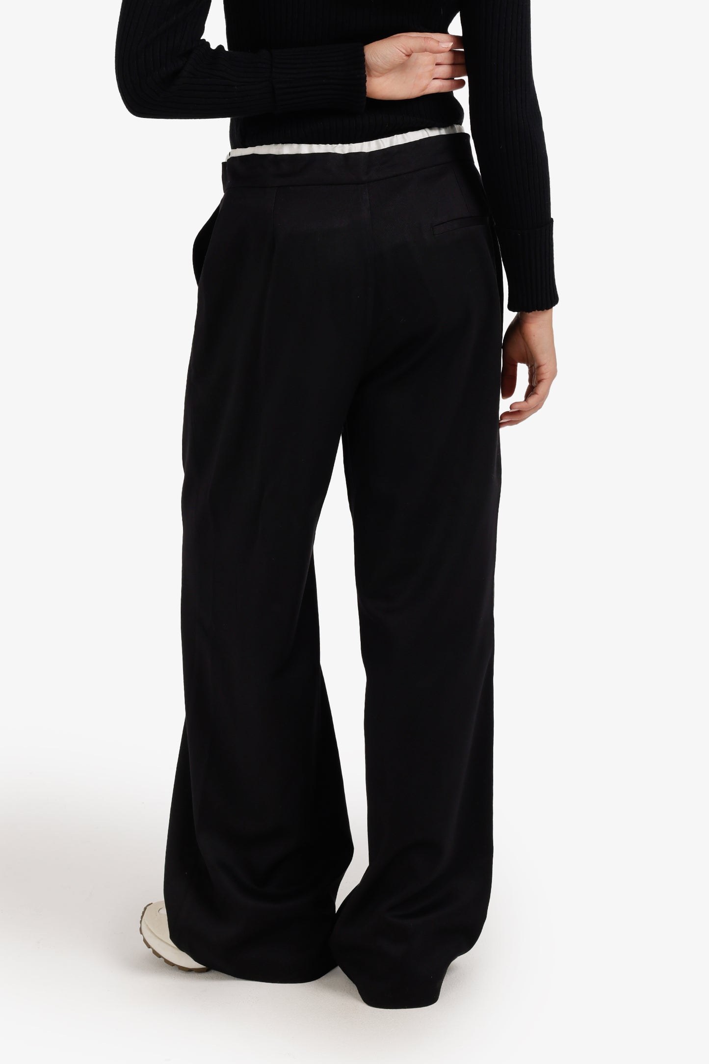 Contrast Double-Waistband Pants