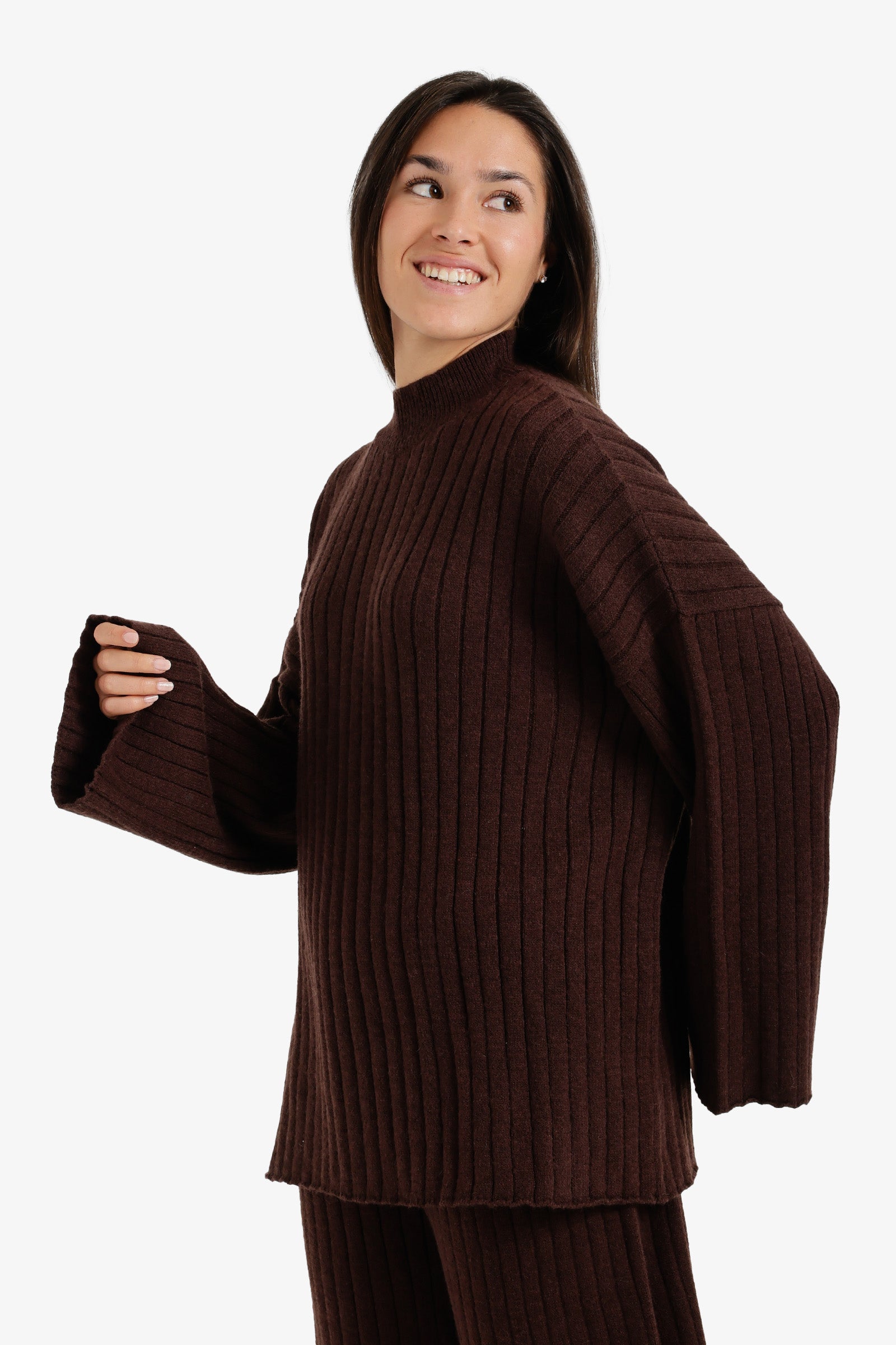 Mock Neck Ribbed Pullover