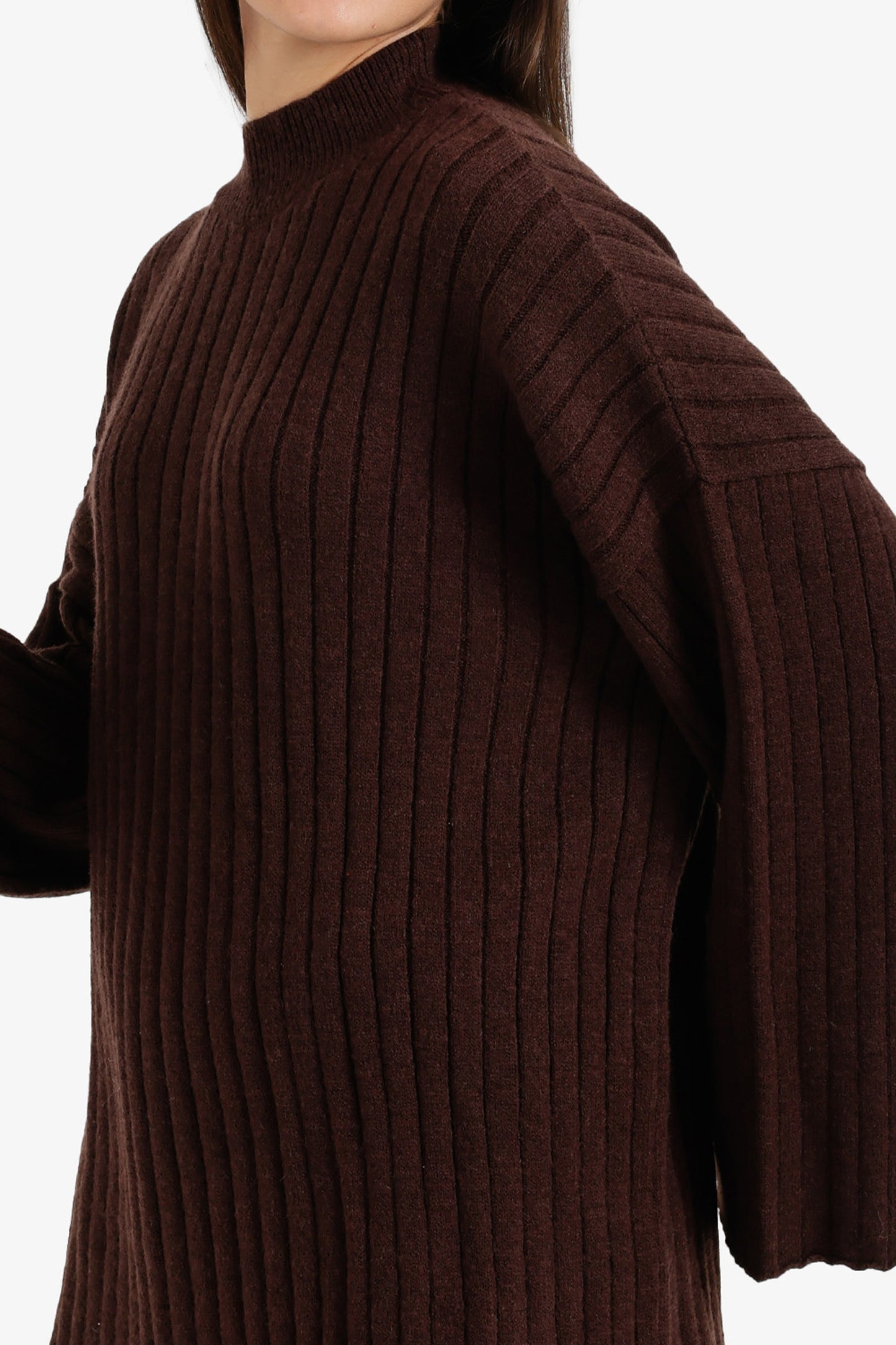 Mock Neck Ribbed Pullover