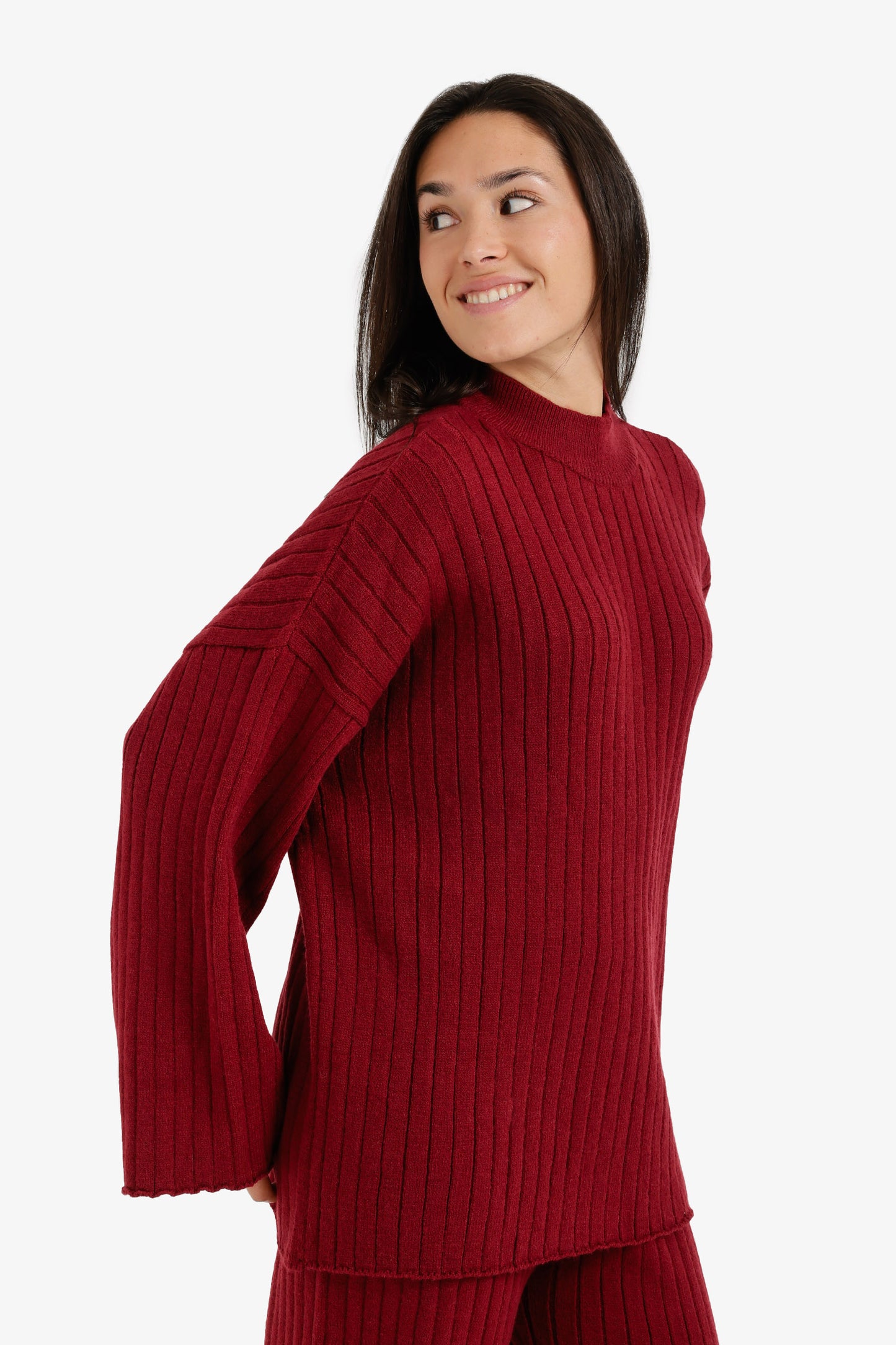 Mock Neck Ribbed Pullover