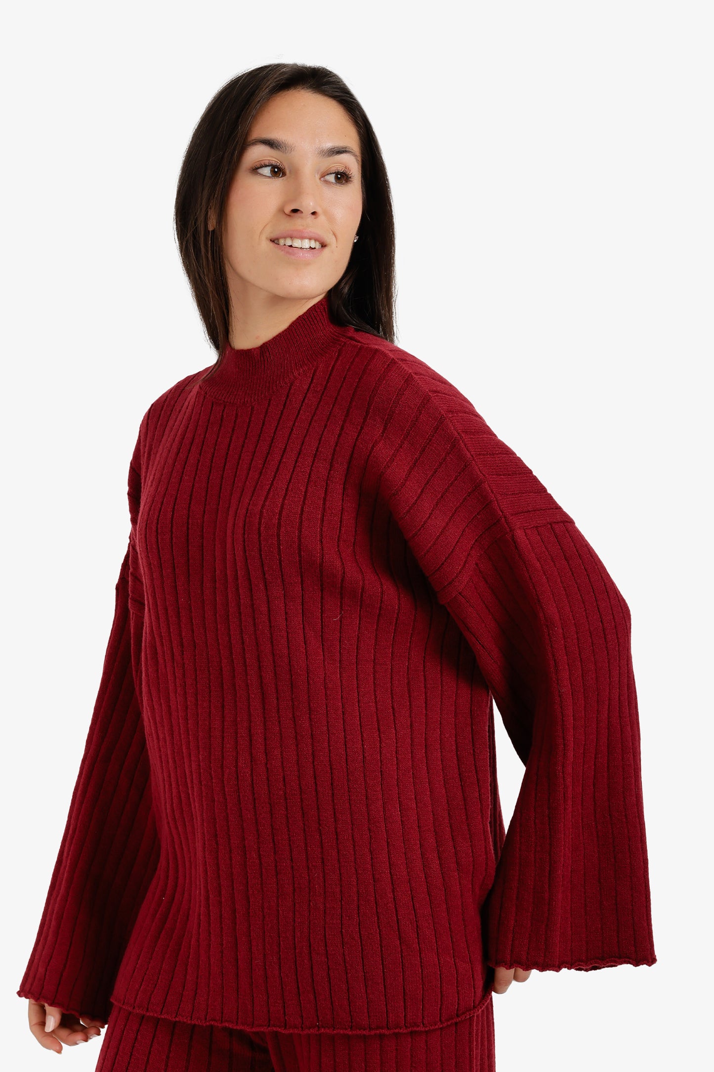 Mock Neck Ribbed Pullover