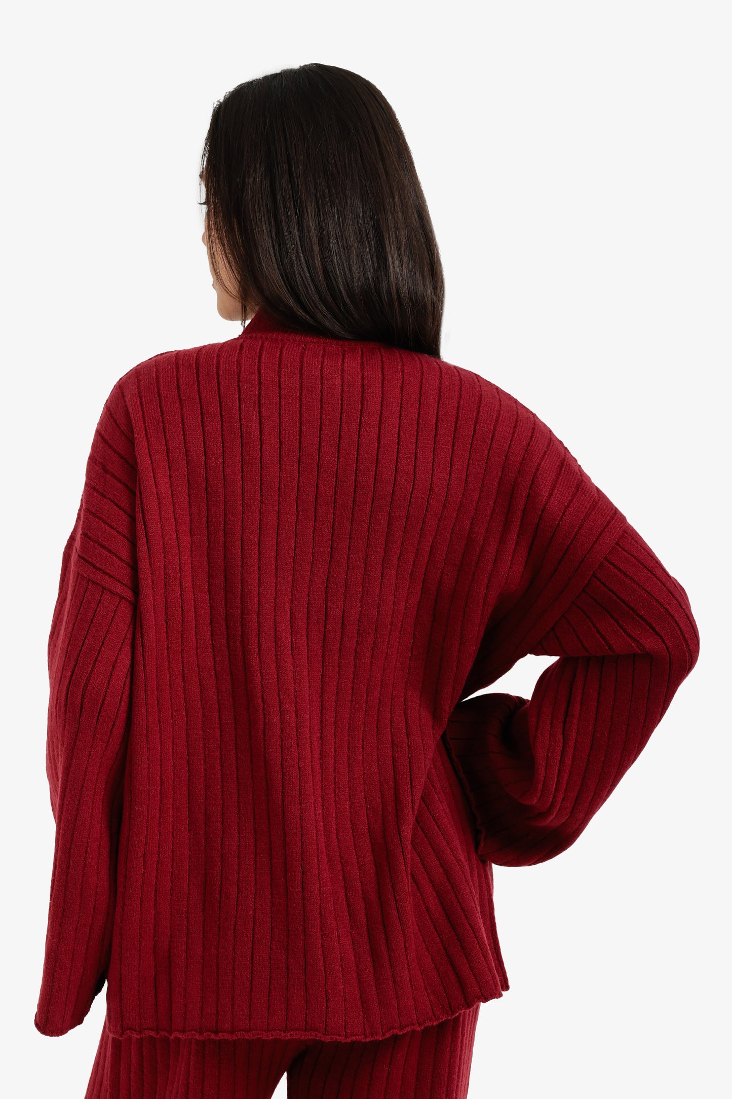Mock Neck Ribbed Pullover