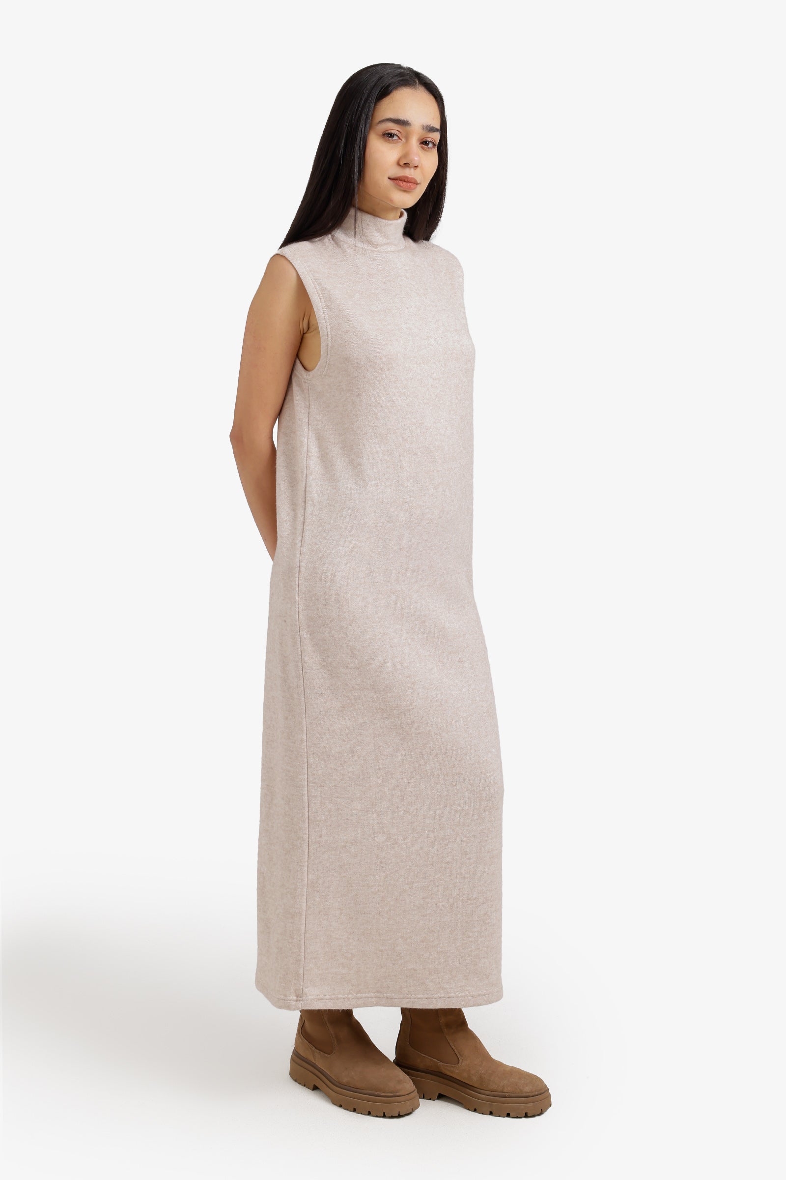 High Neck Midi Dress