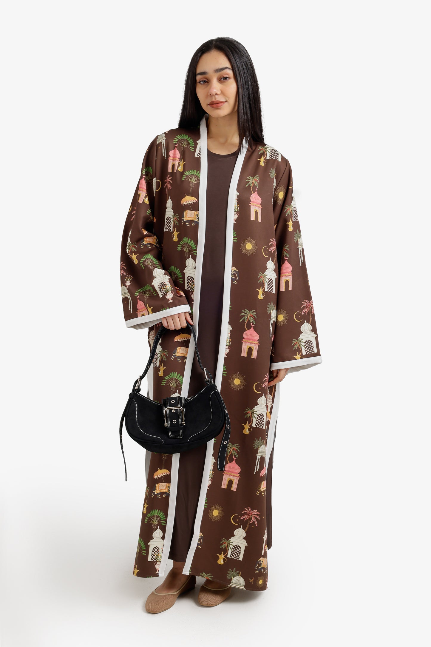 Printed Kimono with Contrast Trims