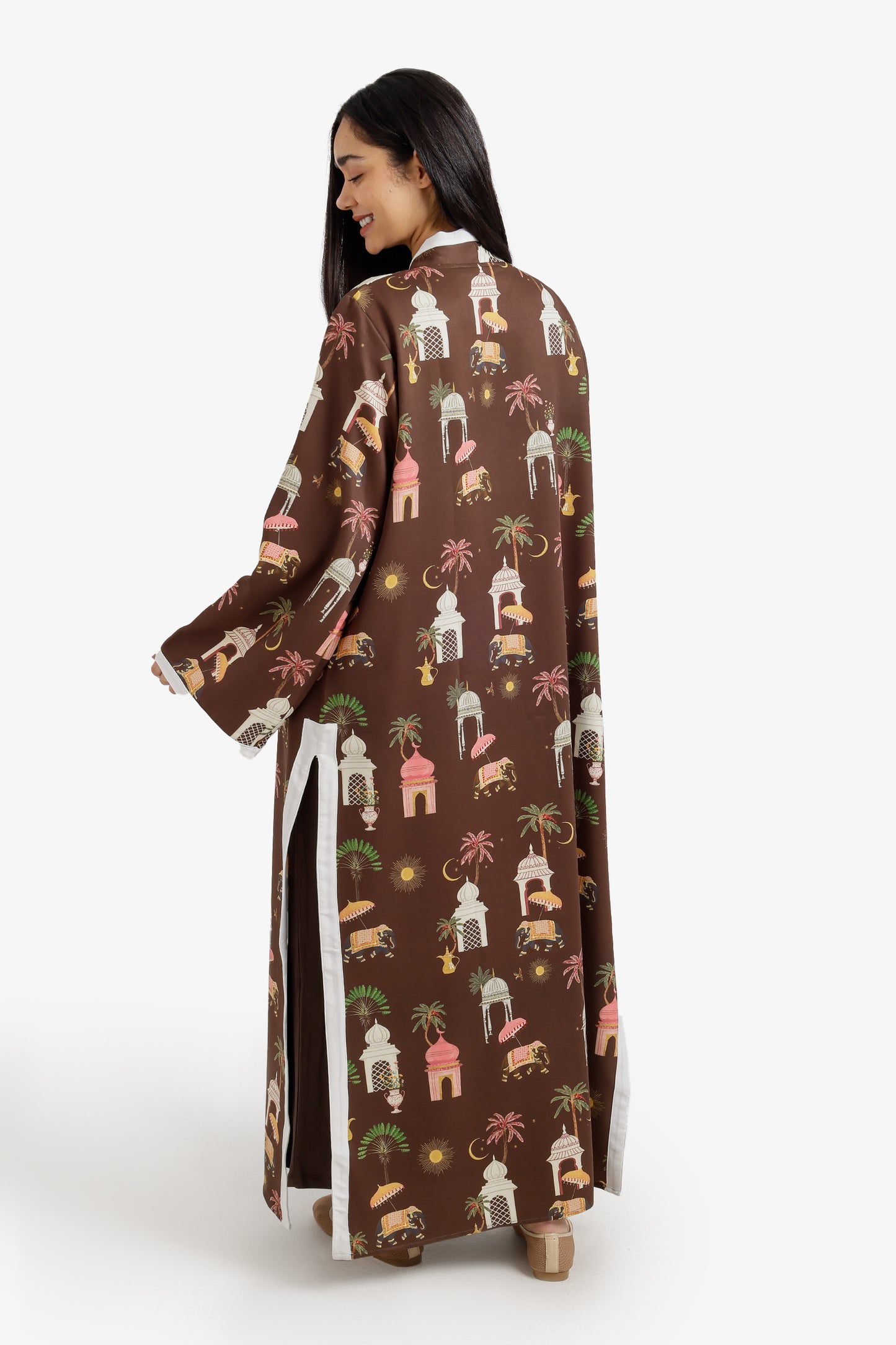 Printed Kimono with Contrast Trims