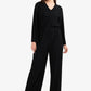 Black Pleated Satin Jumpsuit