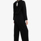 Black Pleated Satin Jumpsuit