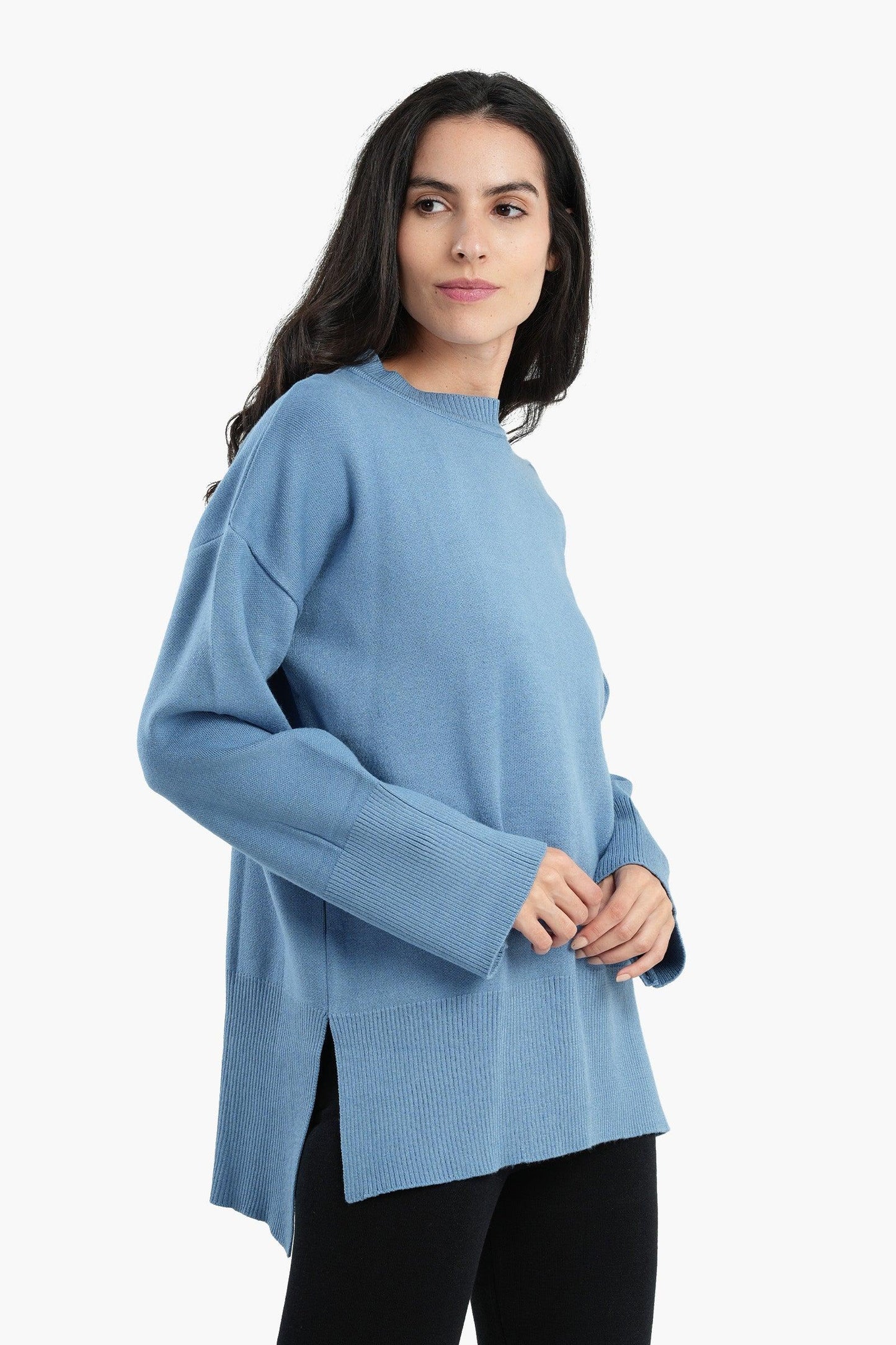 Pullover with Wide Ribbed Hem