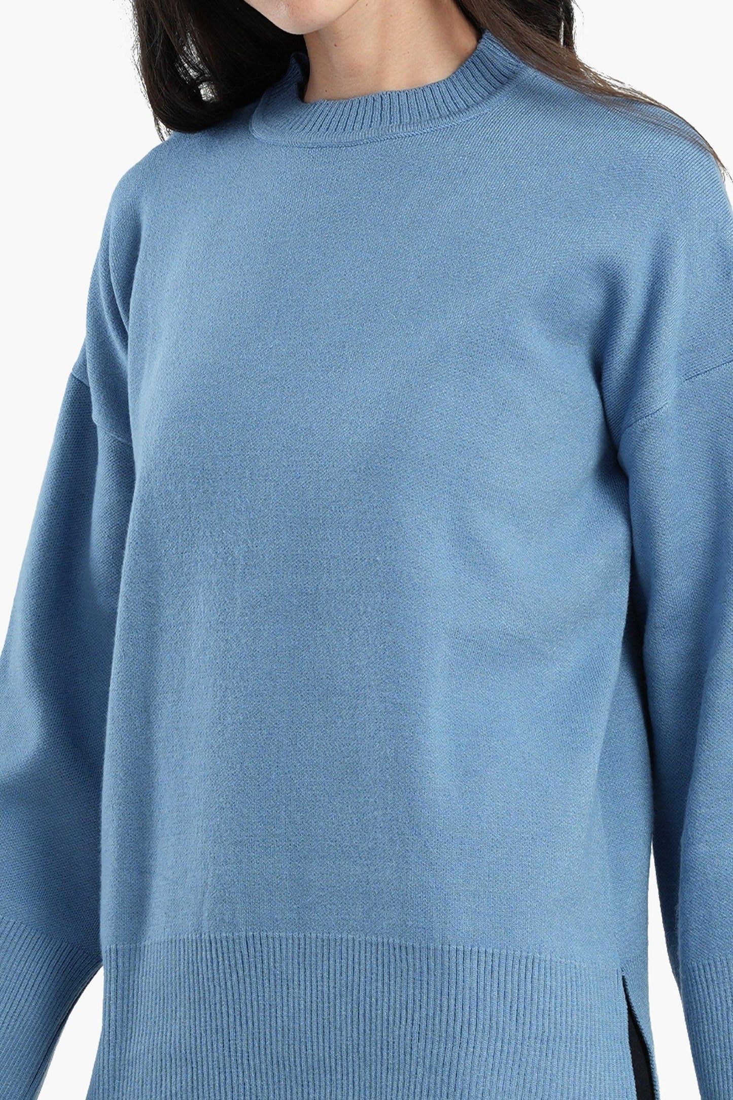 Pullover with Wide Ribbed Hem