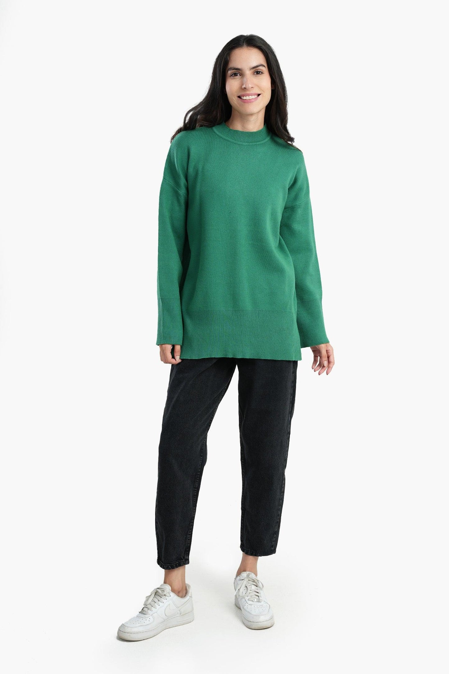 Pullover with Wide Ribbed Hem