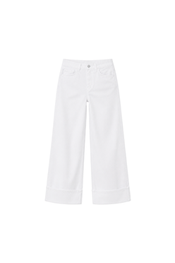 Folded Hem White Jeans