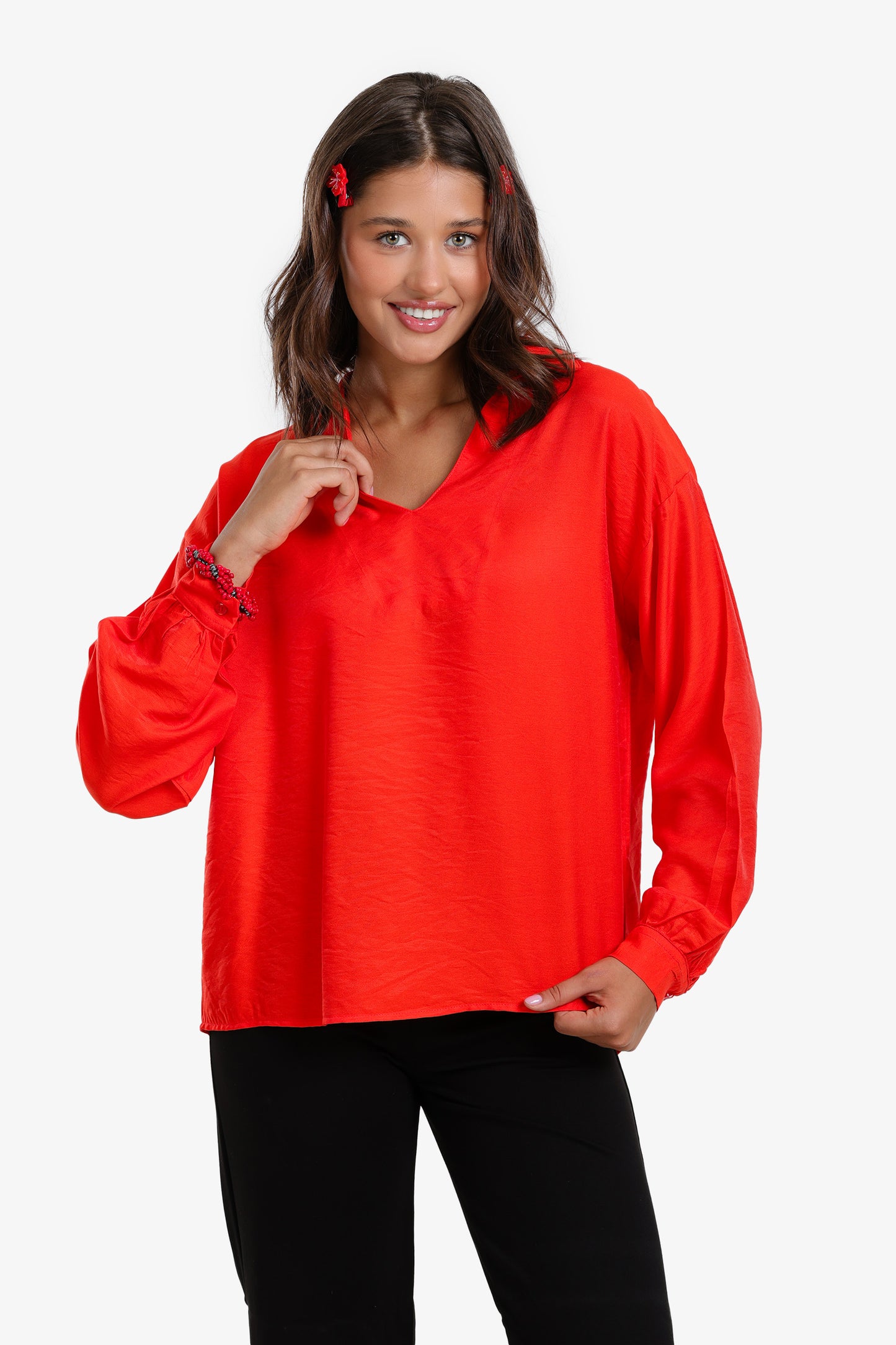 V-Neck Tencel Blouse