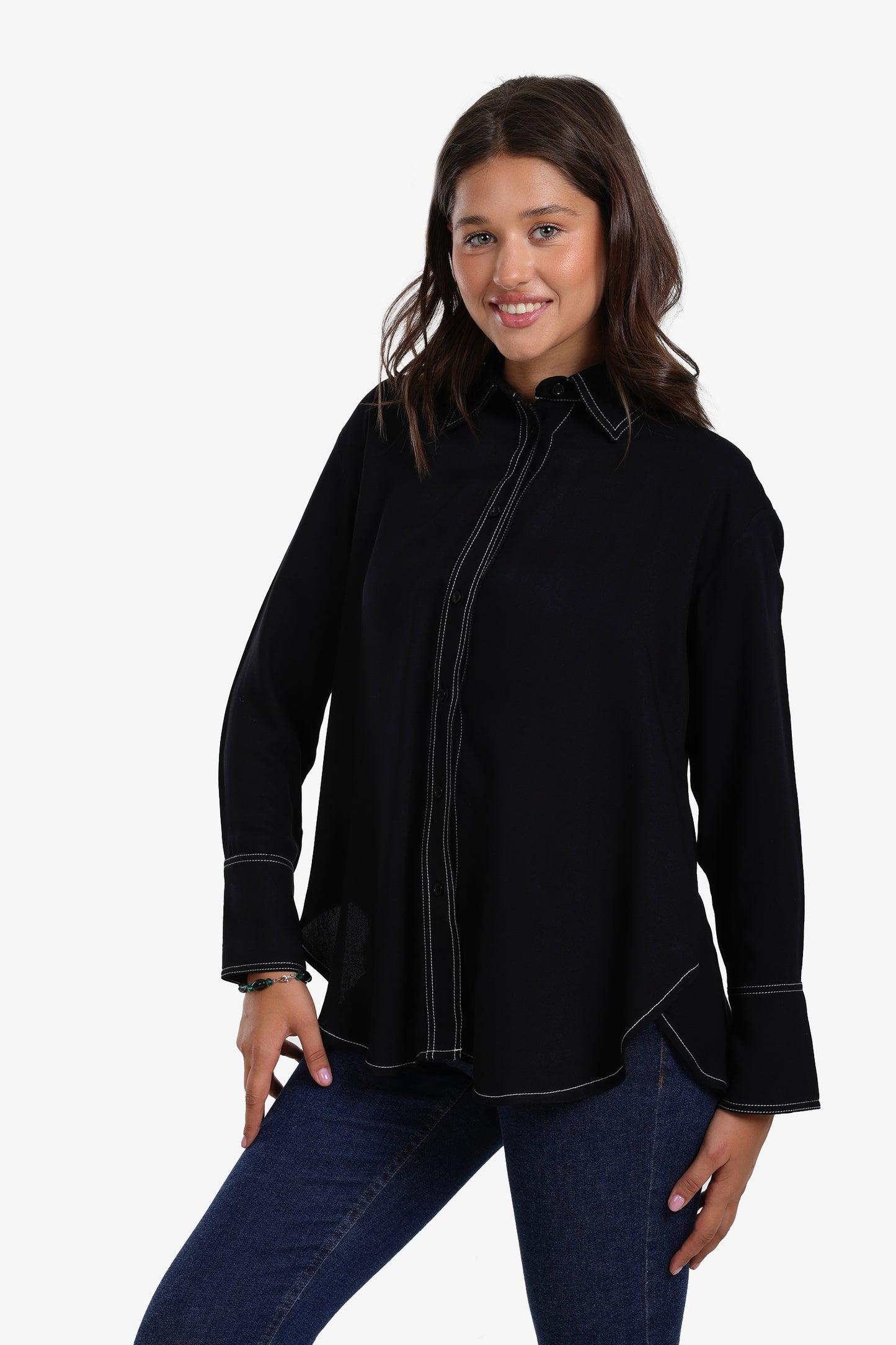 Shirt with Contrast Stitching