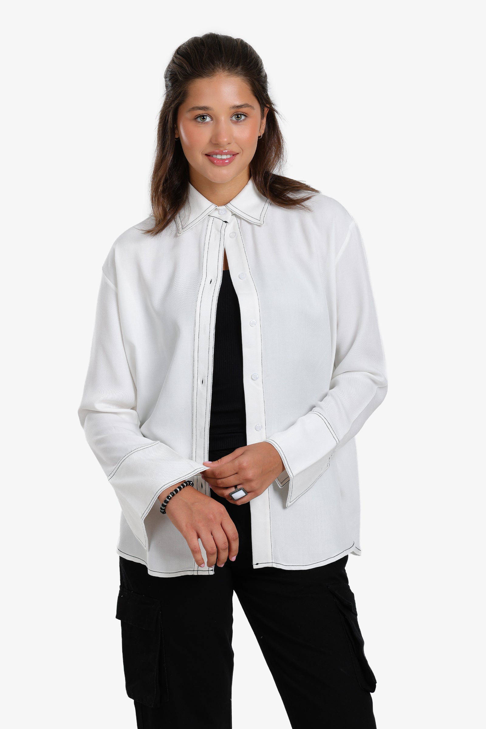 Shirt with Contrast Stitching