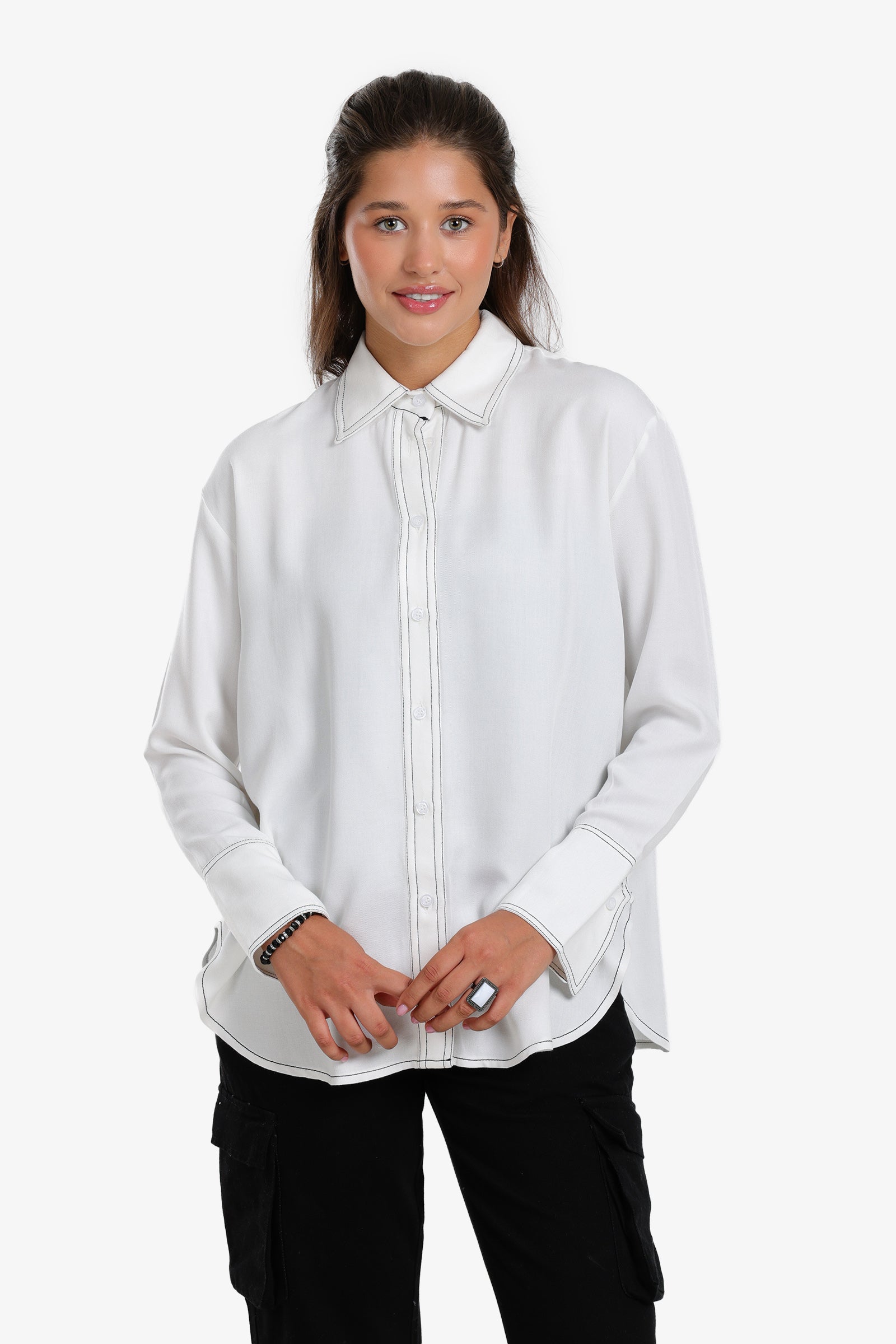 Shirt with Contrast Stitching