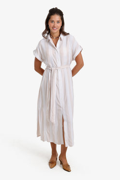Voile Striped Shirt Dress