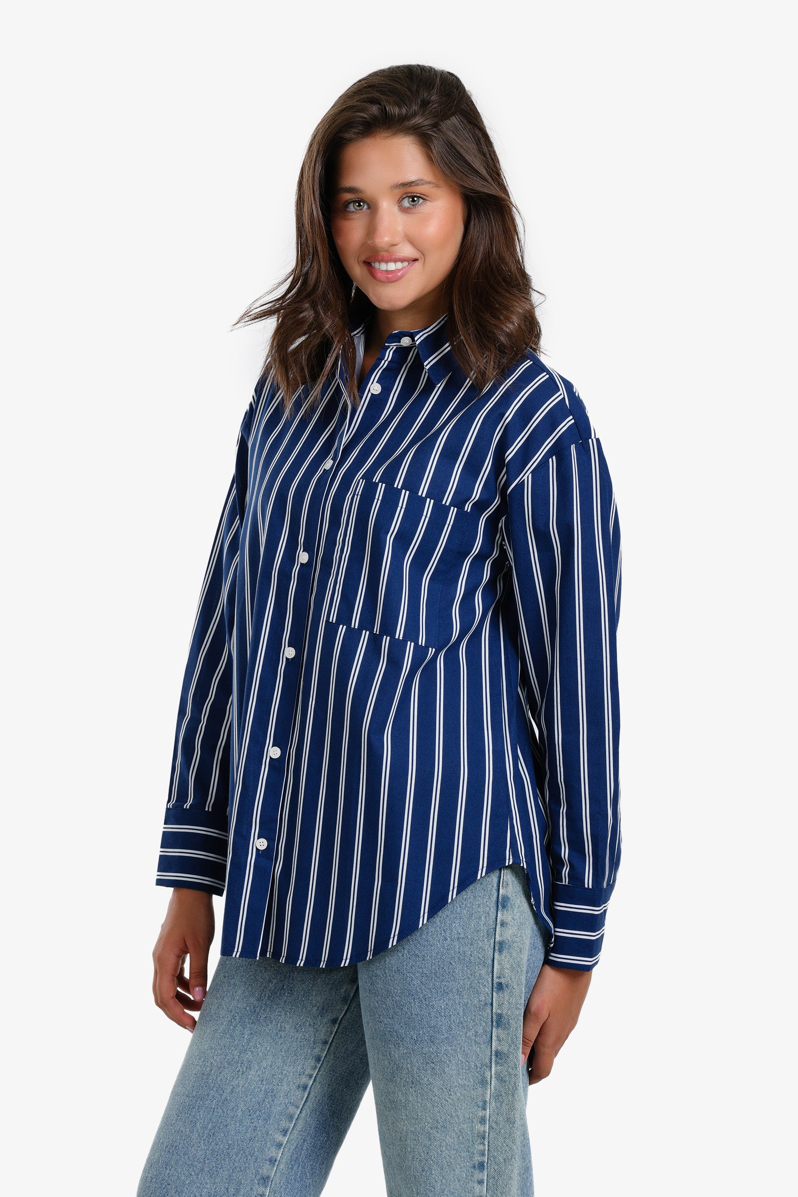 Striped Poplin Button Shirt