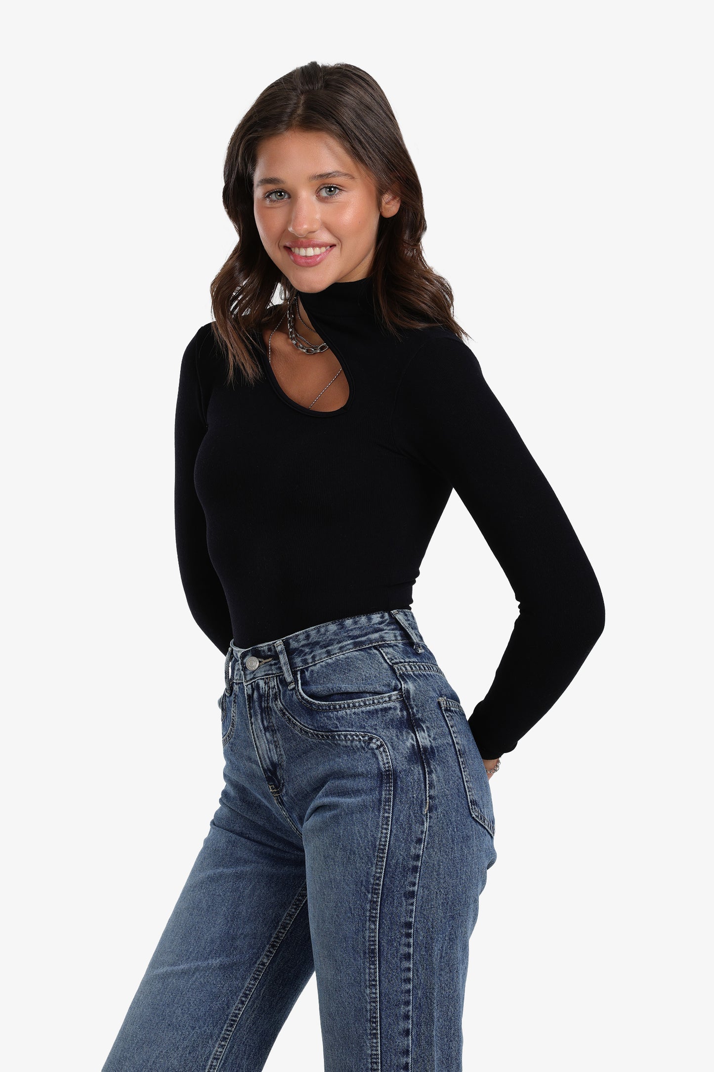 Ribbed Cutout Microfiber Bodysuit