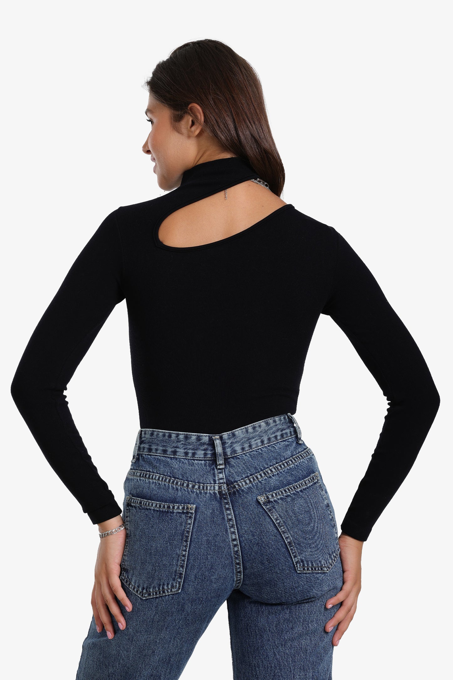 Ribbed Cutout Microfiber Bodysuit