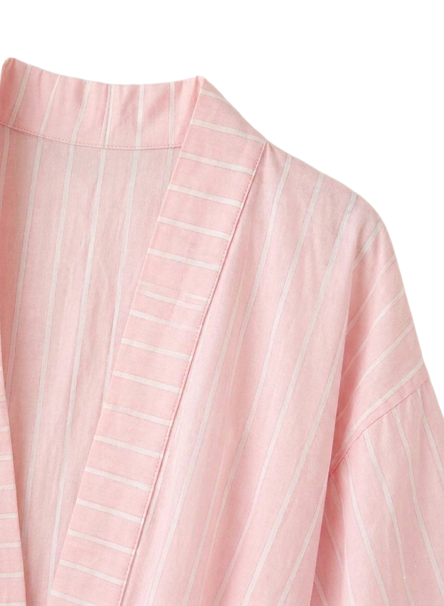 Open-Front Striped Kimono