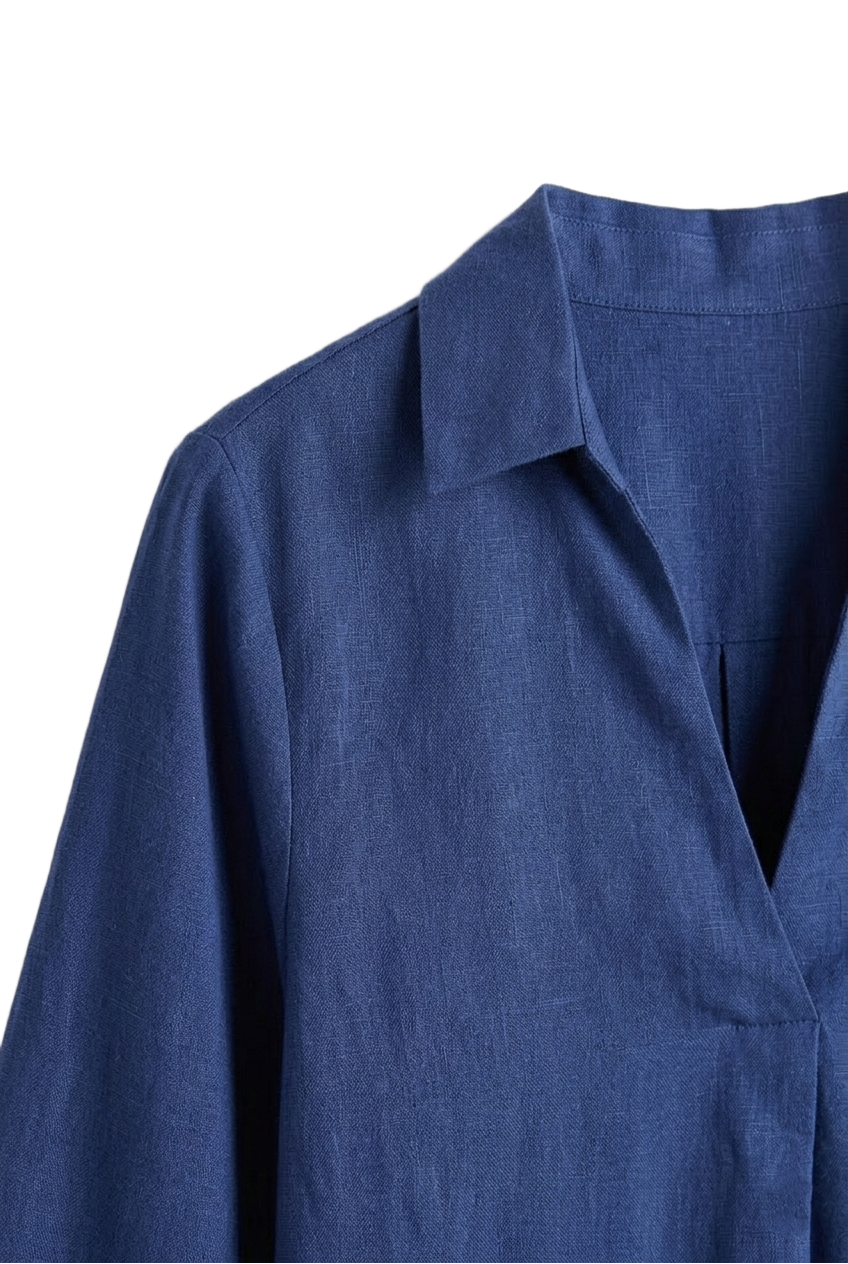 Tencel Collared V-Neck Dress