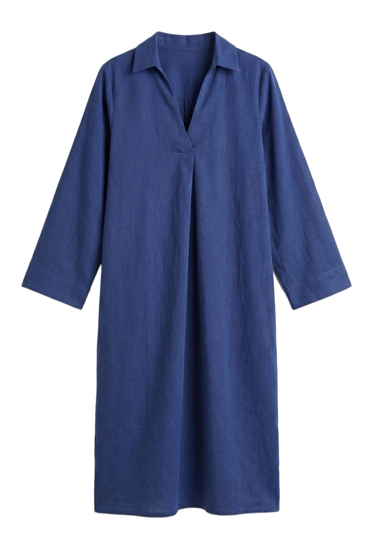 Tencel Collared V-Neck Dress