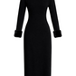 Fur Cuff Midi Dress