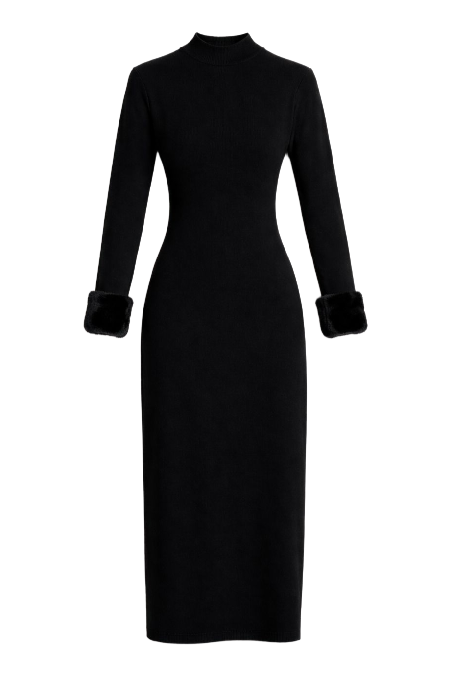 Fur Cuff Midi Dress