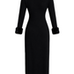 Fur Cuff Midi Dress
