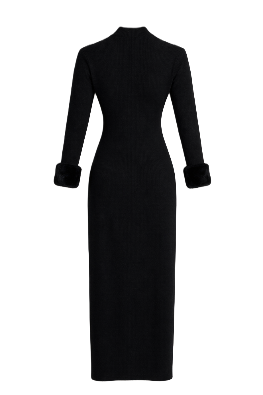 Fur Cuff Midi Dress