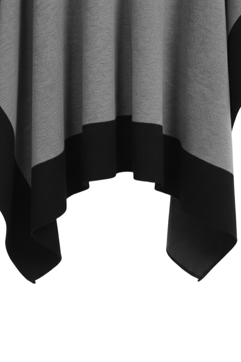 Wide Black Trim Poncho