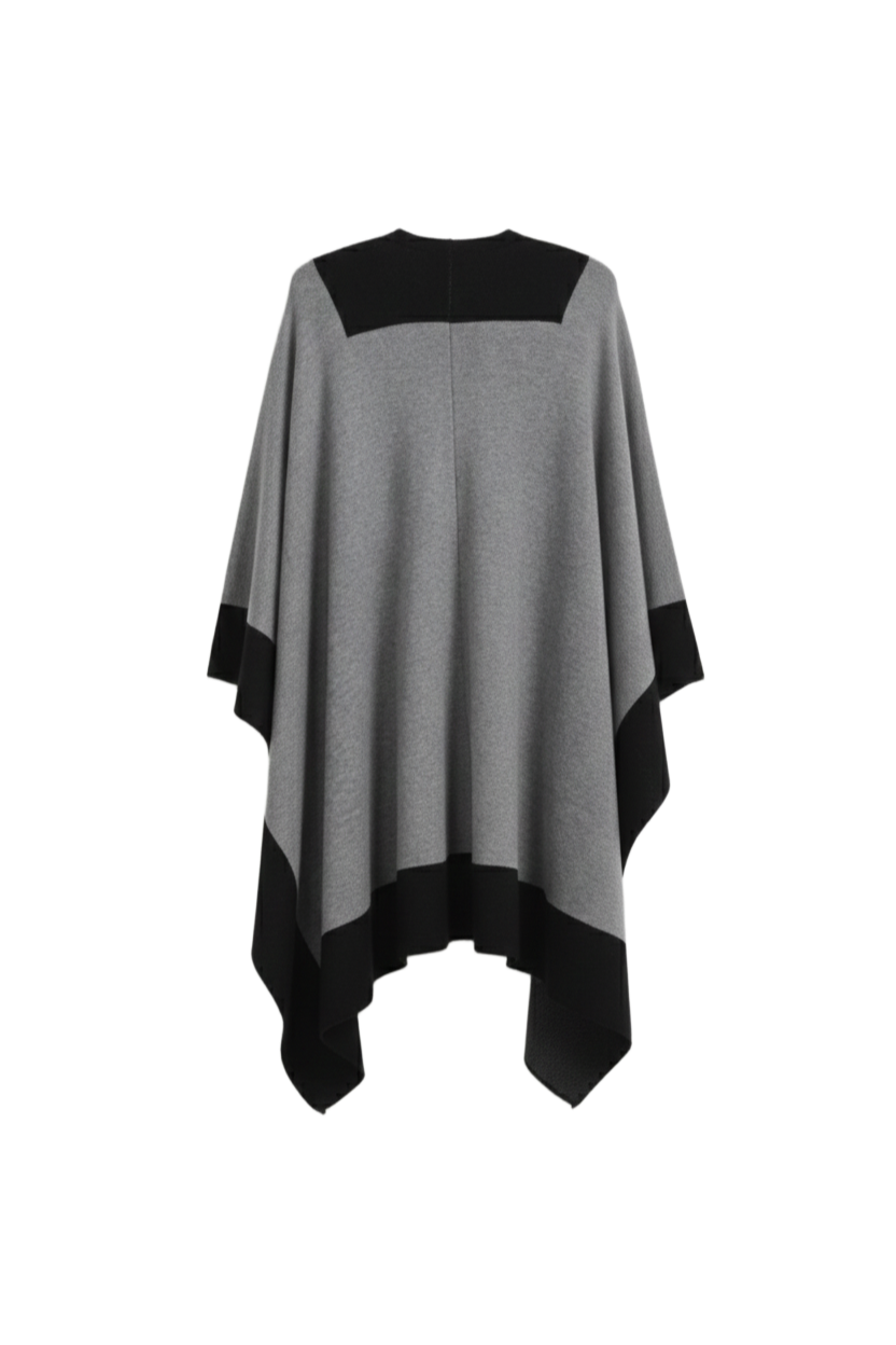 Wide Black Trim Poncho