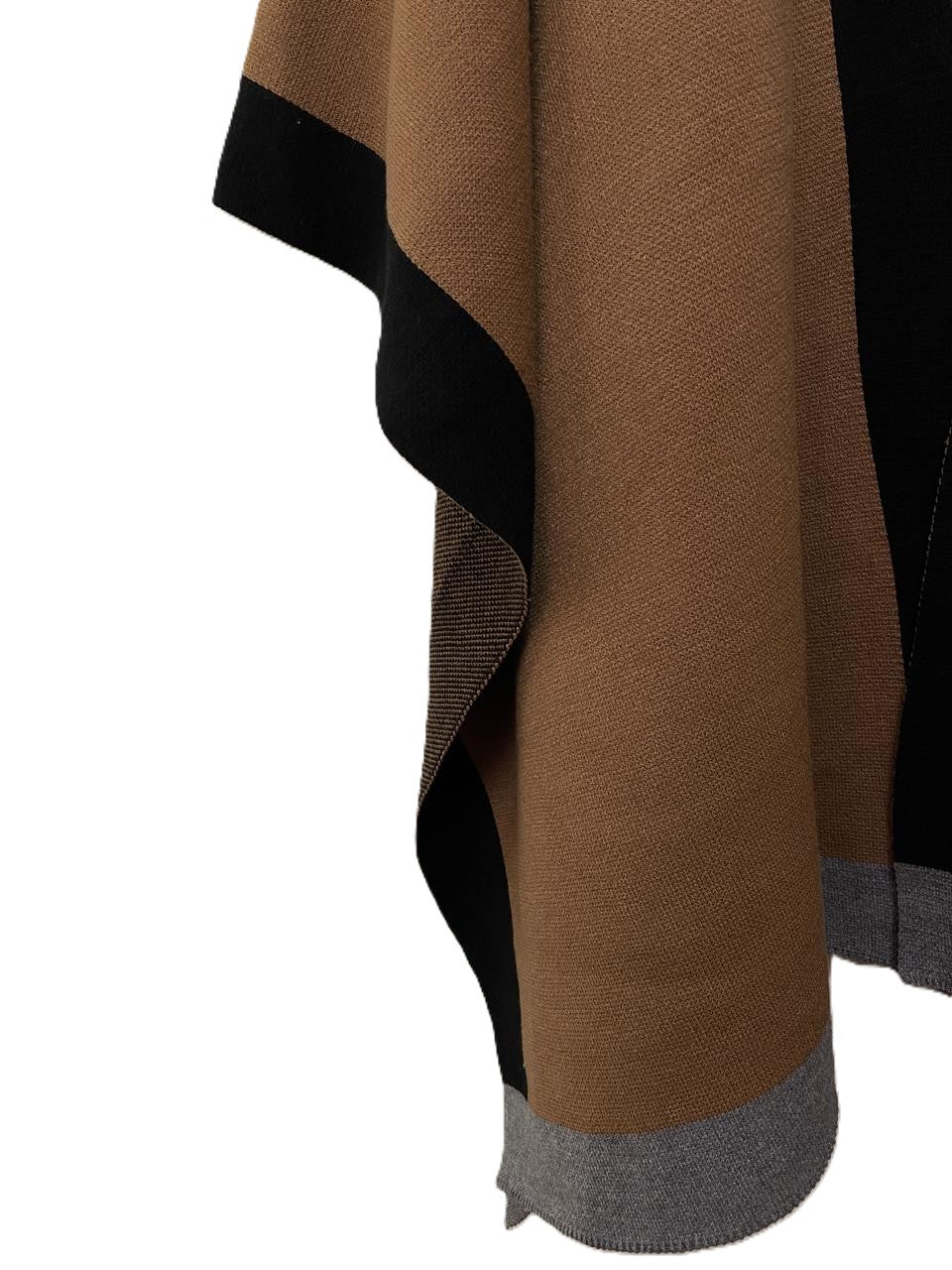 Wool Color Piping Poncho