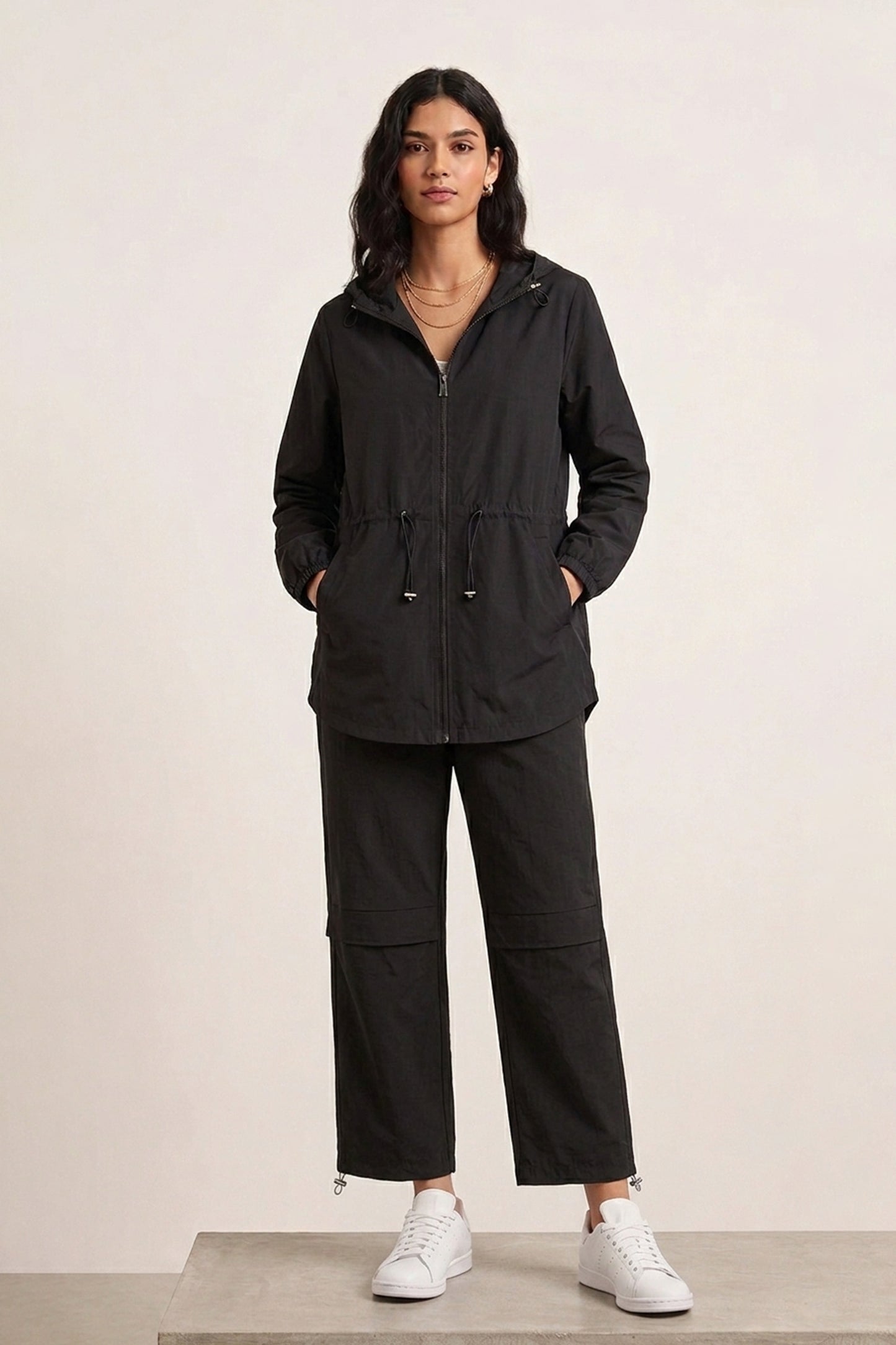 Hooded Drawstring Lounge Jacket