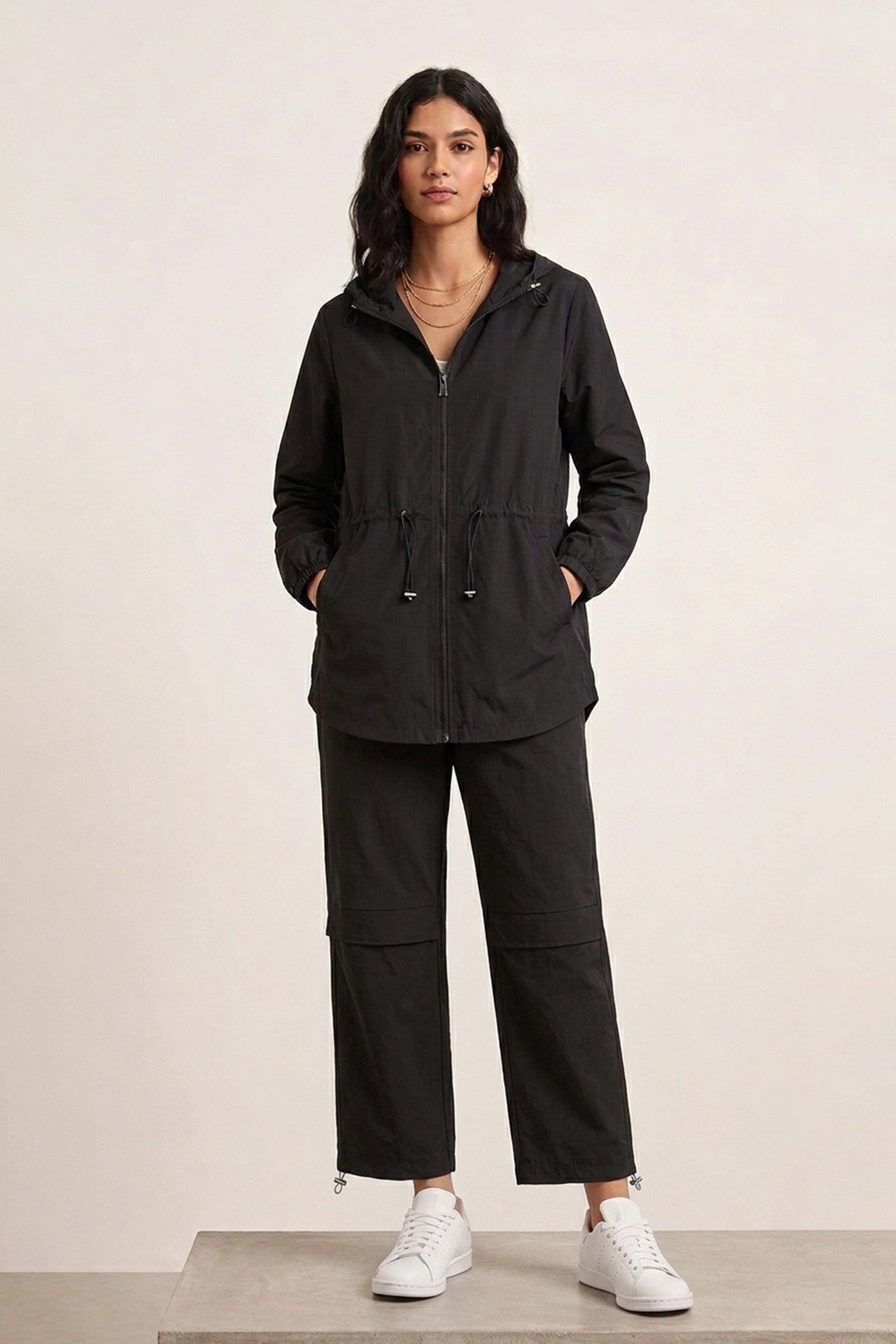 Hooded Drawstring Lounge Jacket