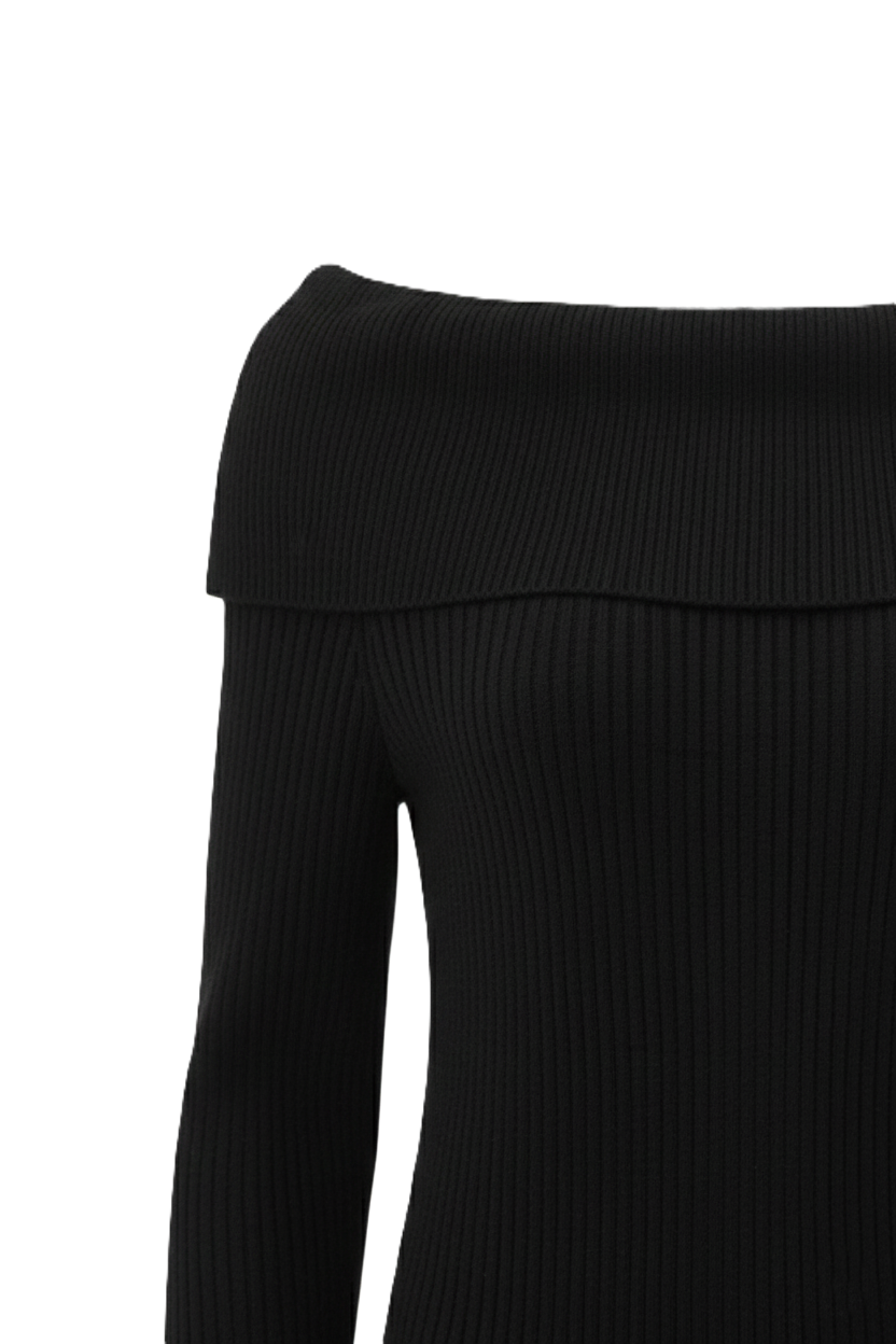 Off-Shoulder Ribbed Pullover