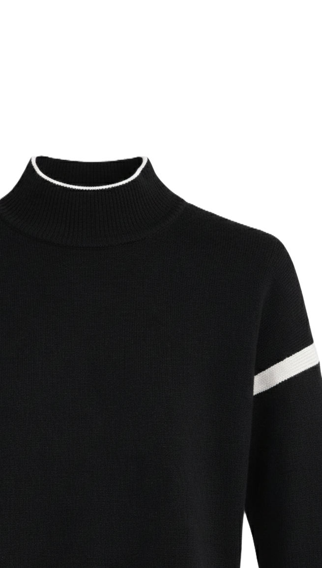 Contrast-Trim Wool Pullover