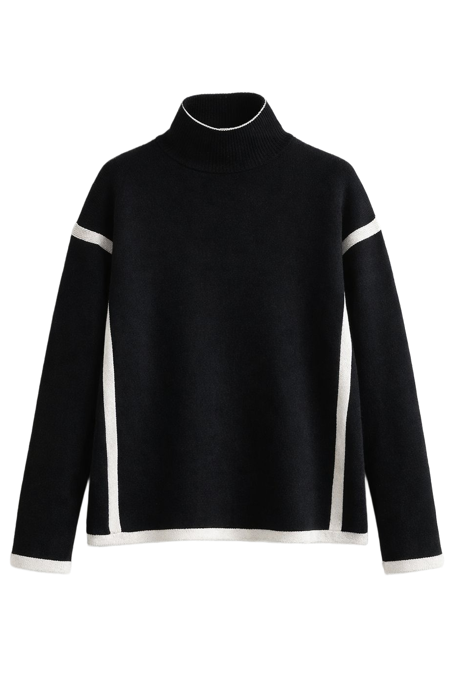 Contrast-Trim Wool Pullover