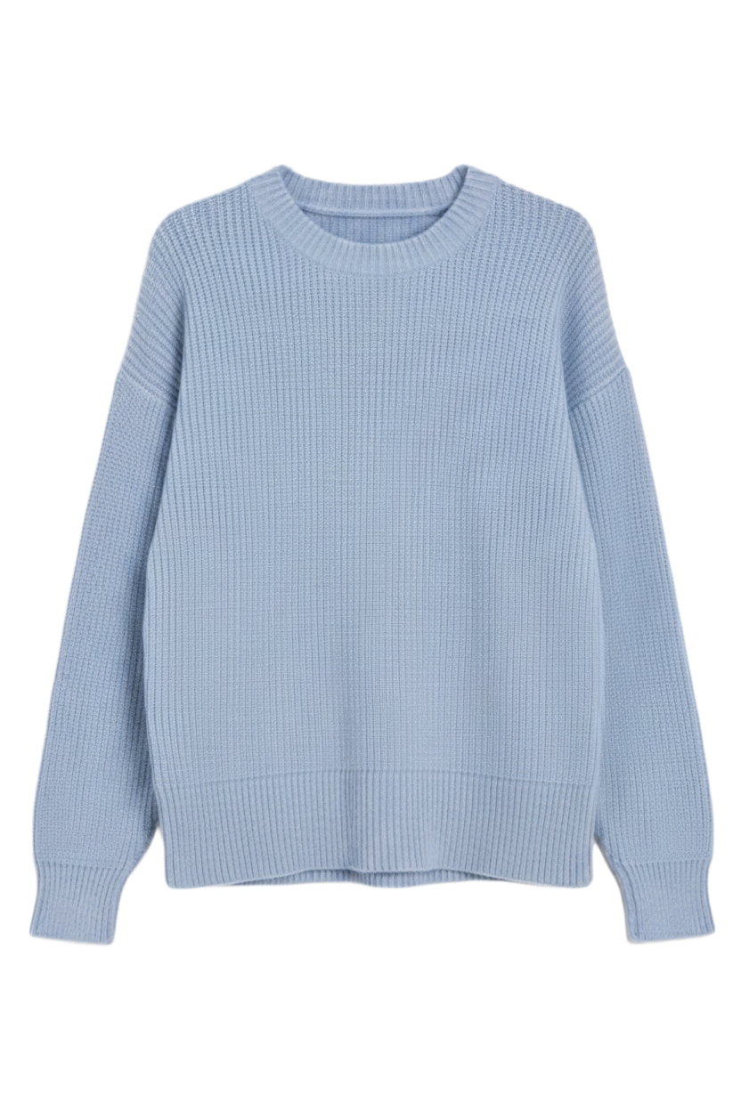Ribbed-Trim Knit Pullover