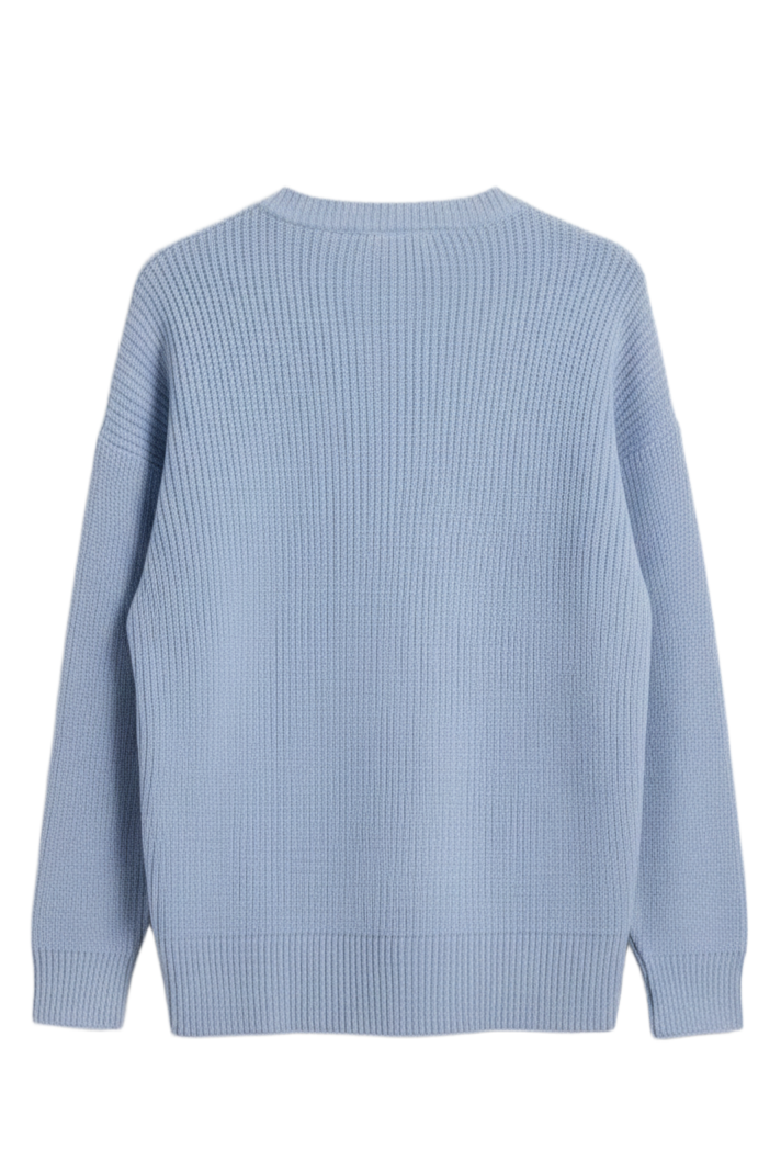 Ribbed-Trim Knit Pullover