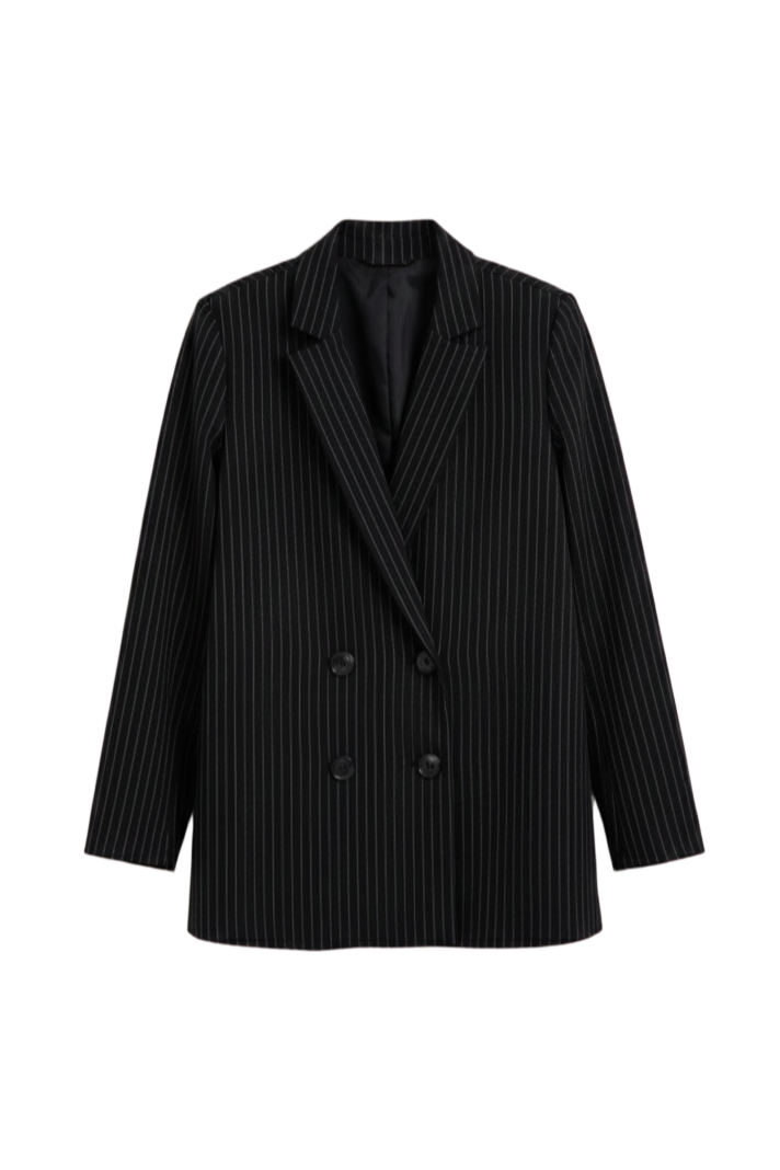 Notch Collar Striped Blazer